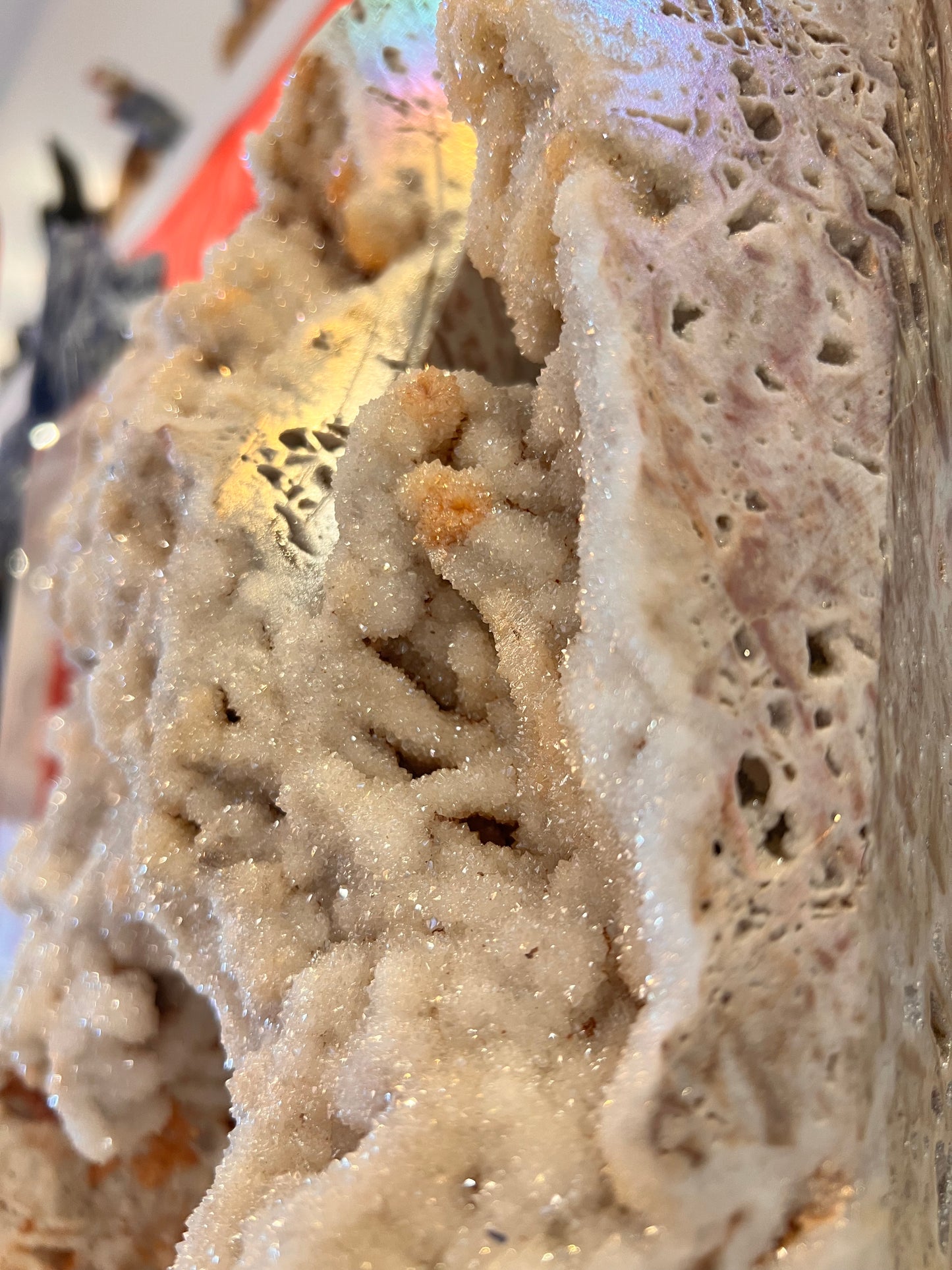 Large Natural Druzy Quartz Crystal Tower Formation – Sparkling Geode Statement Piece