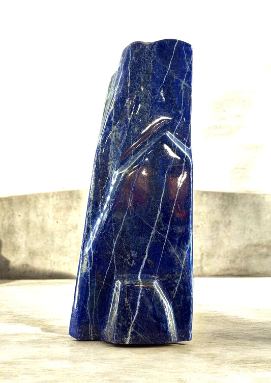 15" Large Tall Natural Lapis Lazuli Freeform – Large Polished Deep Blue Crystal Statement Piece