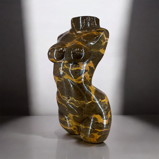 Hand Carved Women Goddess Body Sculpture – Natural Jasper Stone Feminine Form Crystal Statue