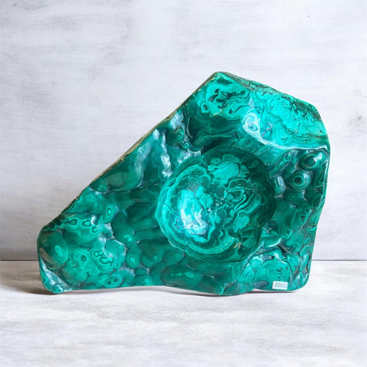 Large Polished Malachite Freeform Sculpture – Natural Malachite Statement Crystal Home Décor