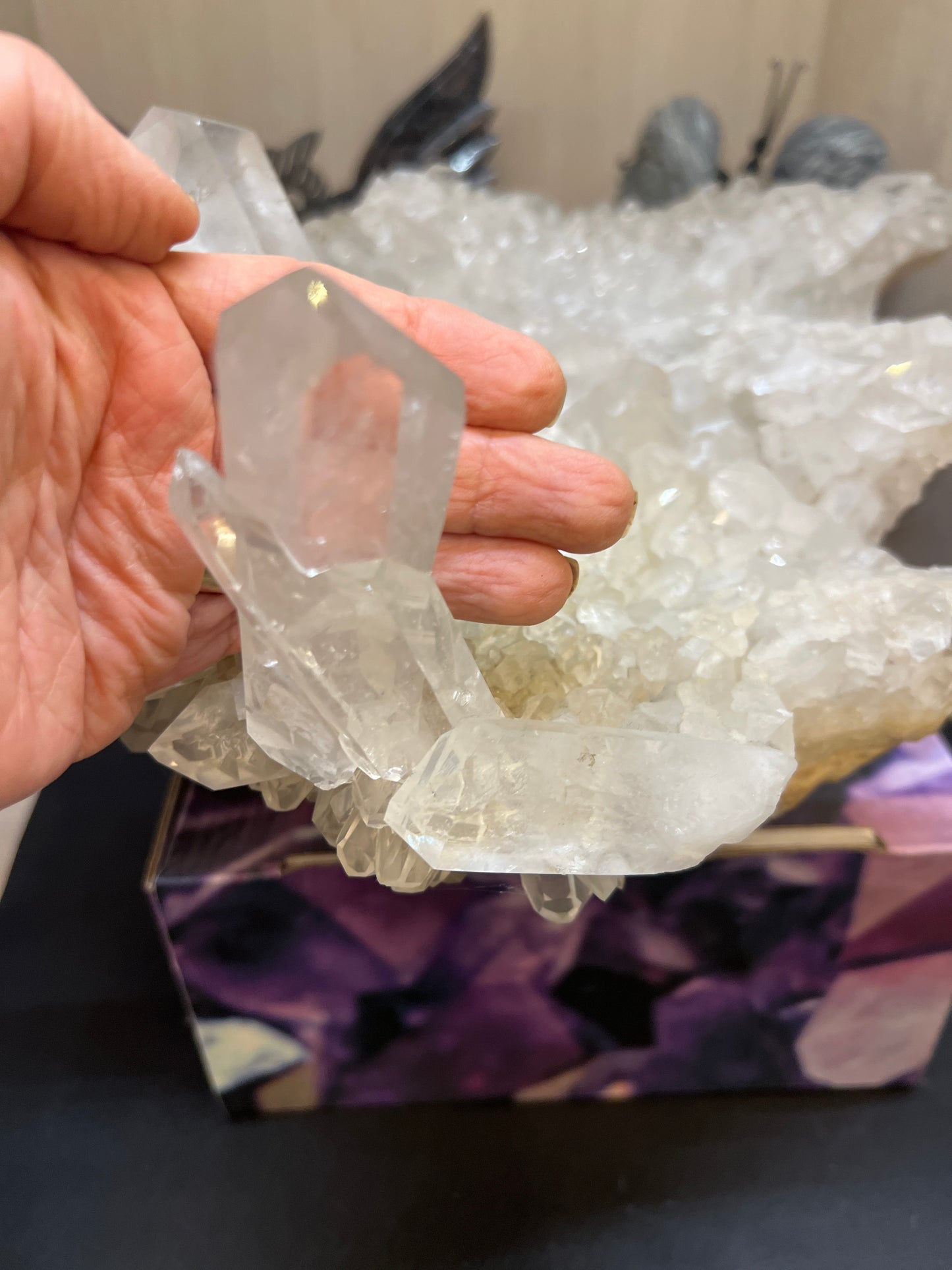 Large Natural Clear Quartz Crystal Cluster – Raw Statement Specimen Healing Crystal Home Décor