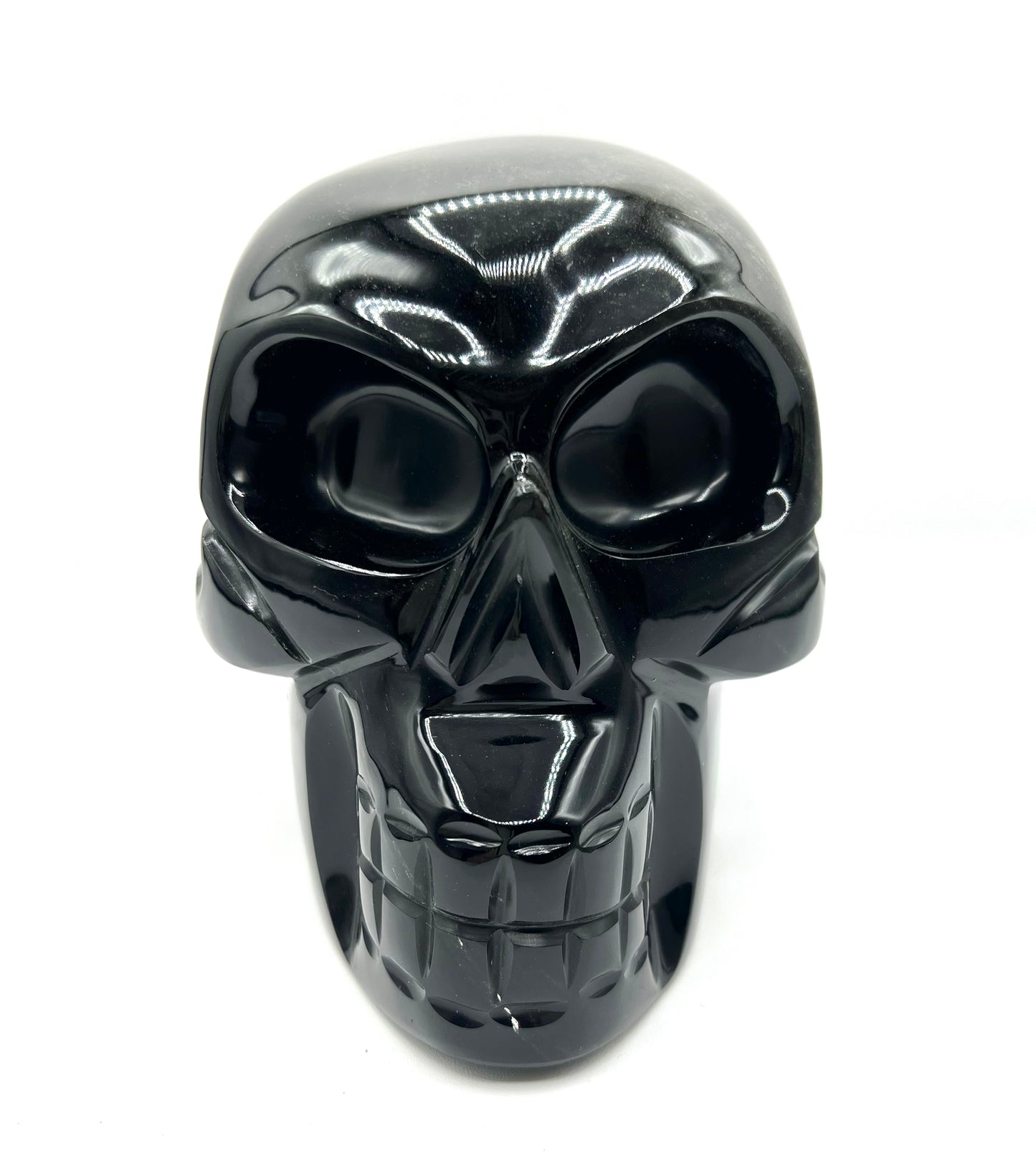 Obsidian Large Skull Healing Crystal Protection Stone Carved 5.5" tall