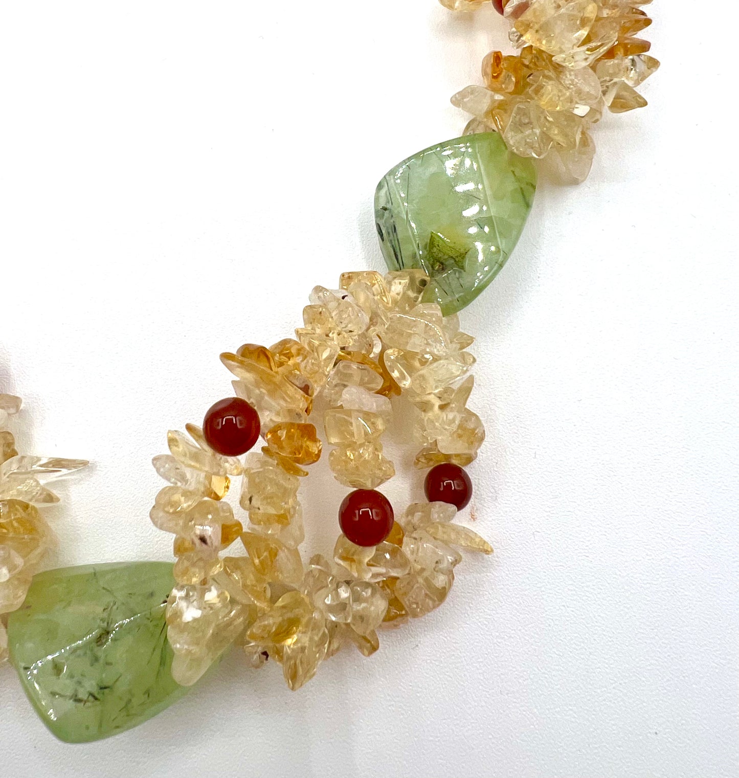 Crystal Hand Made Necklace Citrine Prhenite Statement Beads Healing Crystals For Money Prosperity