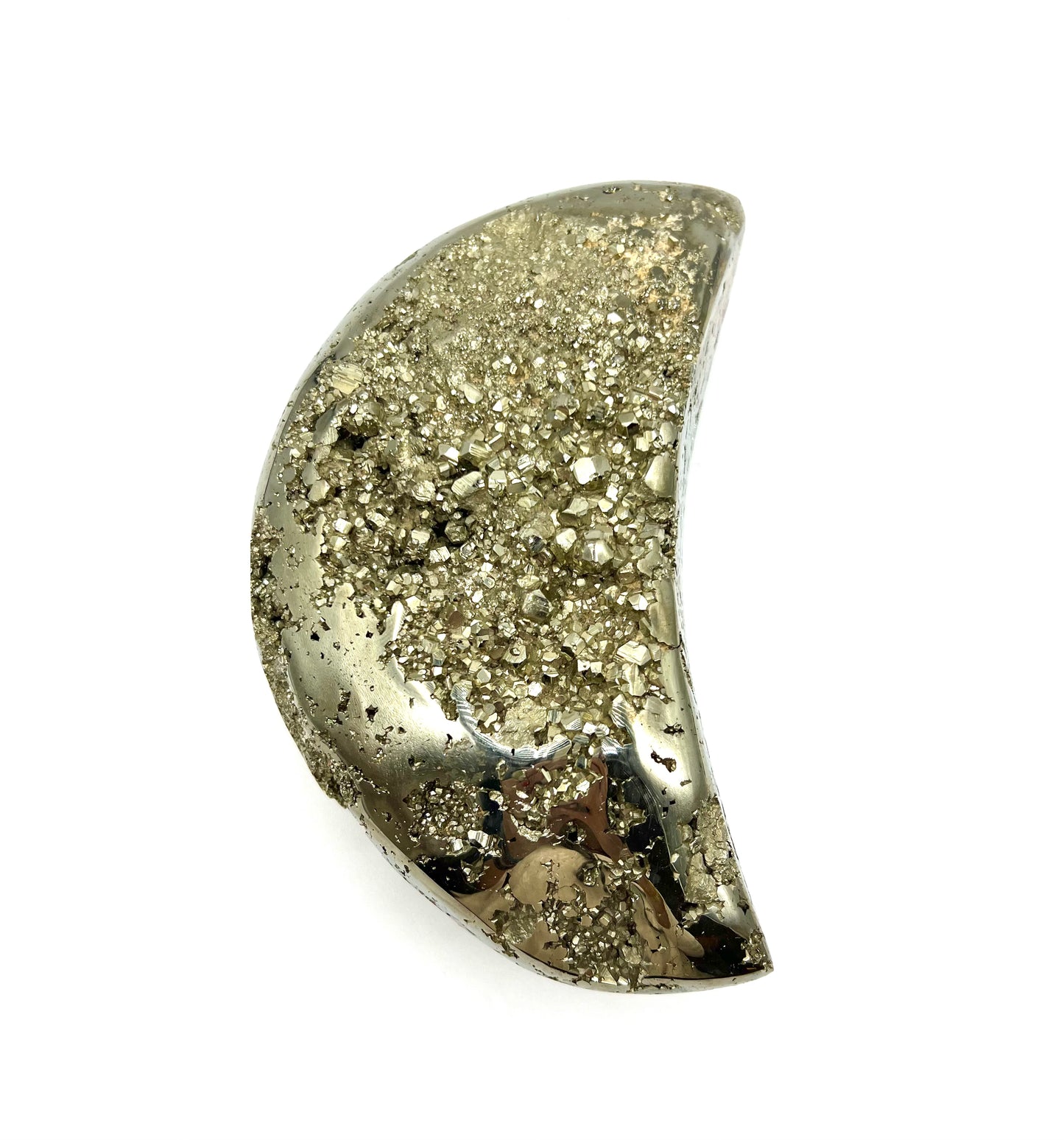 Pyrite Large Moon Shape Crystal Table Top Prosperity Gift 7" long