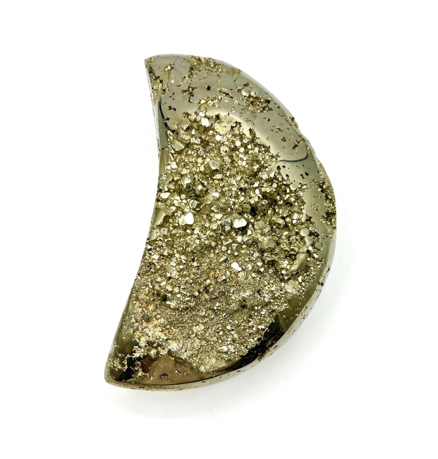 Pyrite Large Moon Shape Crystal Table Top Prosperity Gift 7" long