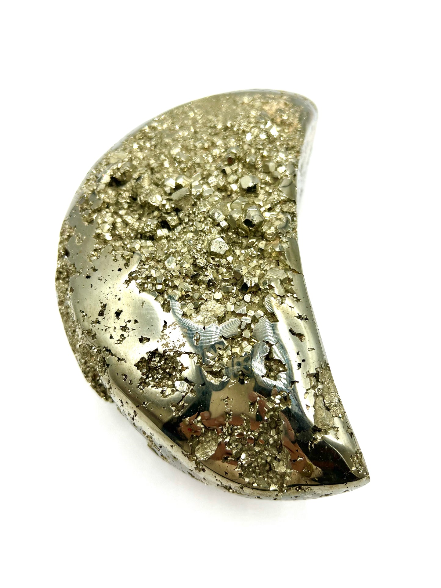 Pyrite Large Moon Shape Crystal Table Top Prosperity Gift 7" long