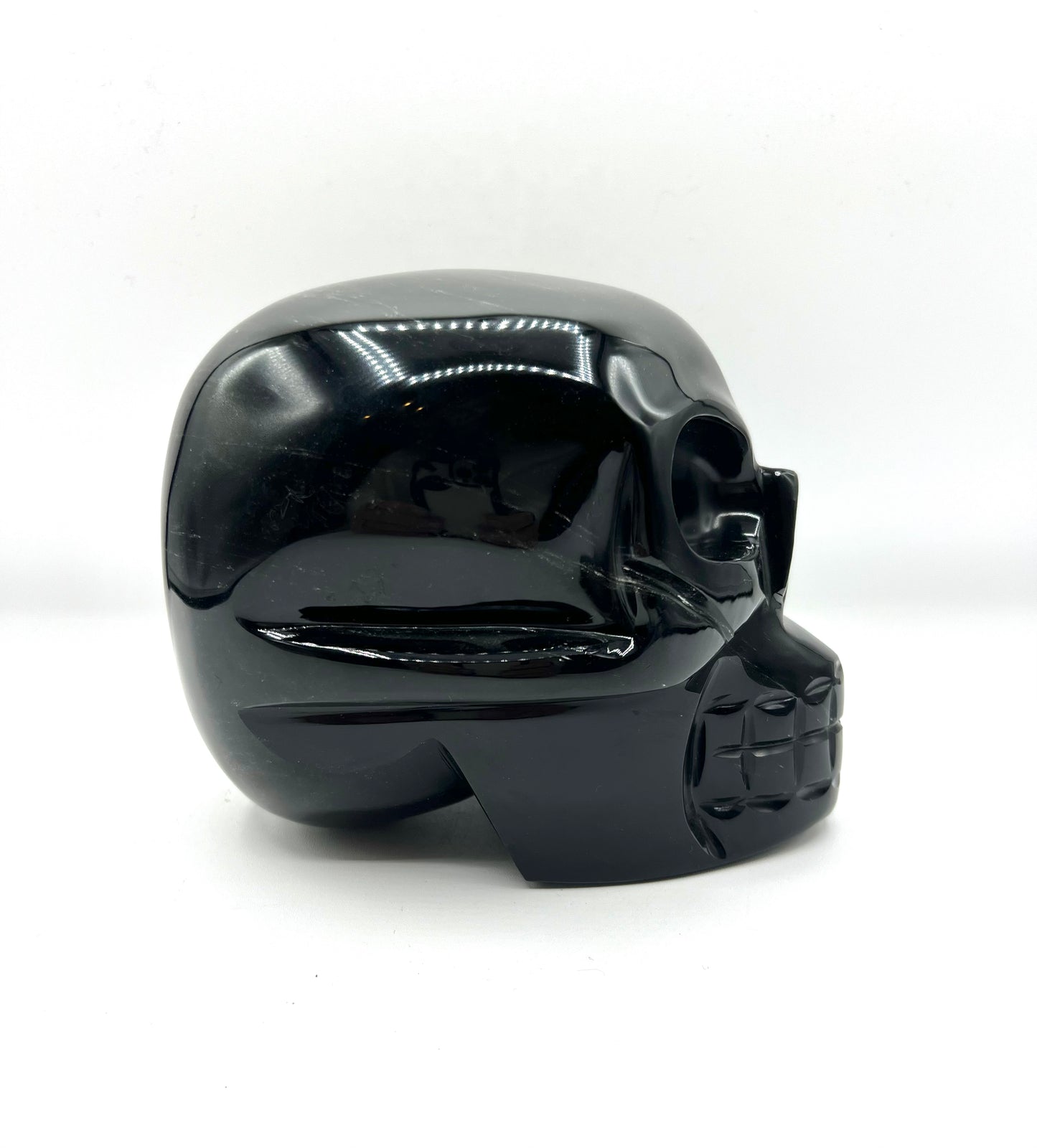 Obsidian Large Skull Healing Crystal Protection Stone Carved 5.5" tall