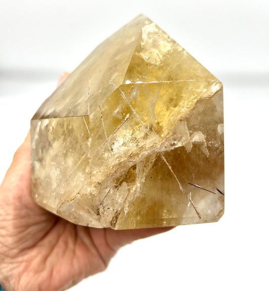 Rutilated Citrine Healing Crystal Rock Table top Decor 4" tall 4"