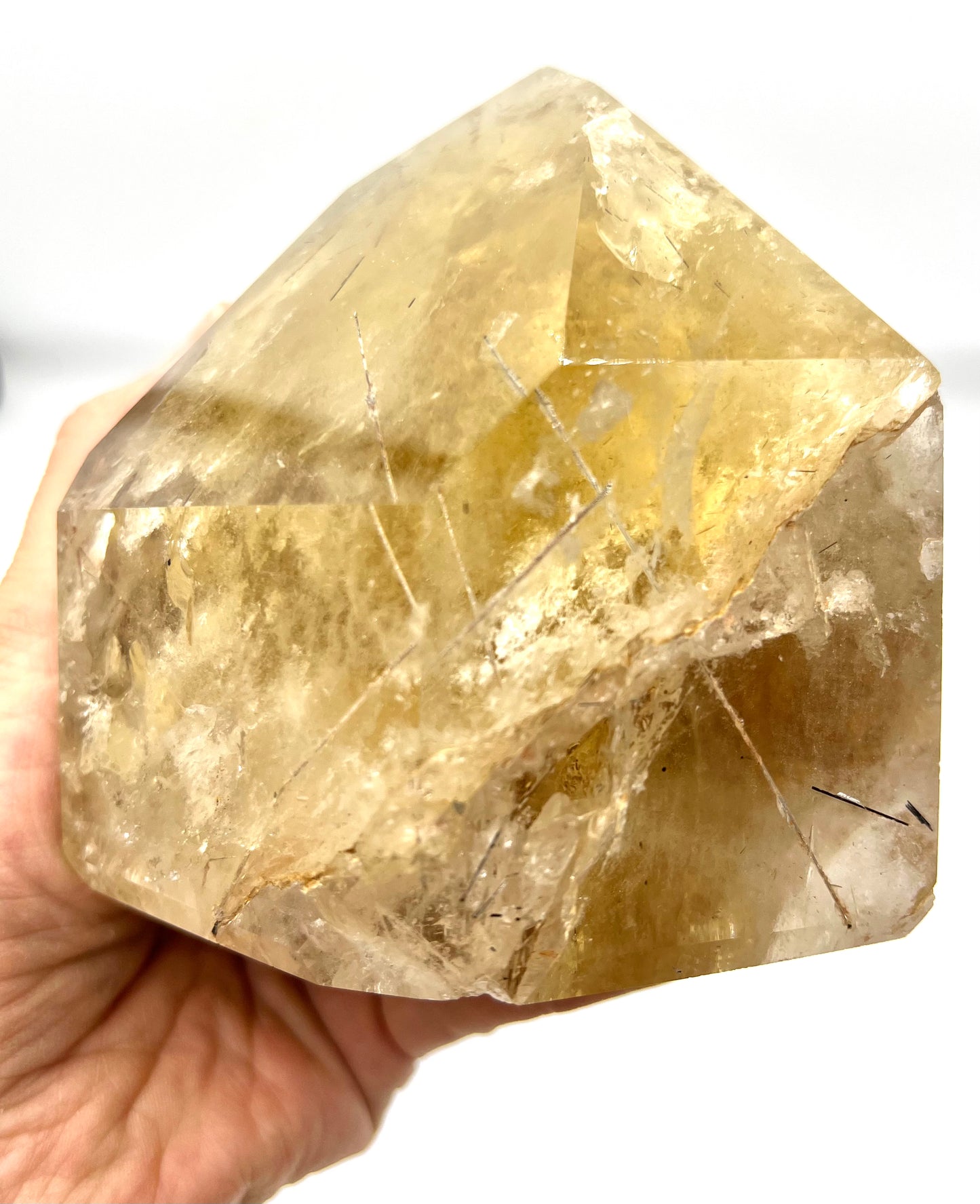 Rutilated Citrine Healing Crystal Rock Table top Decor 4" tall 4"