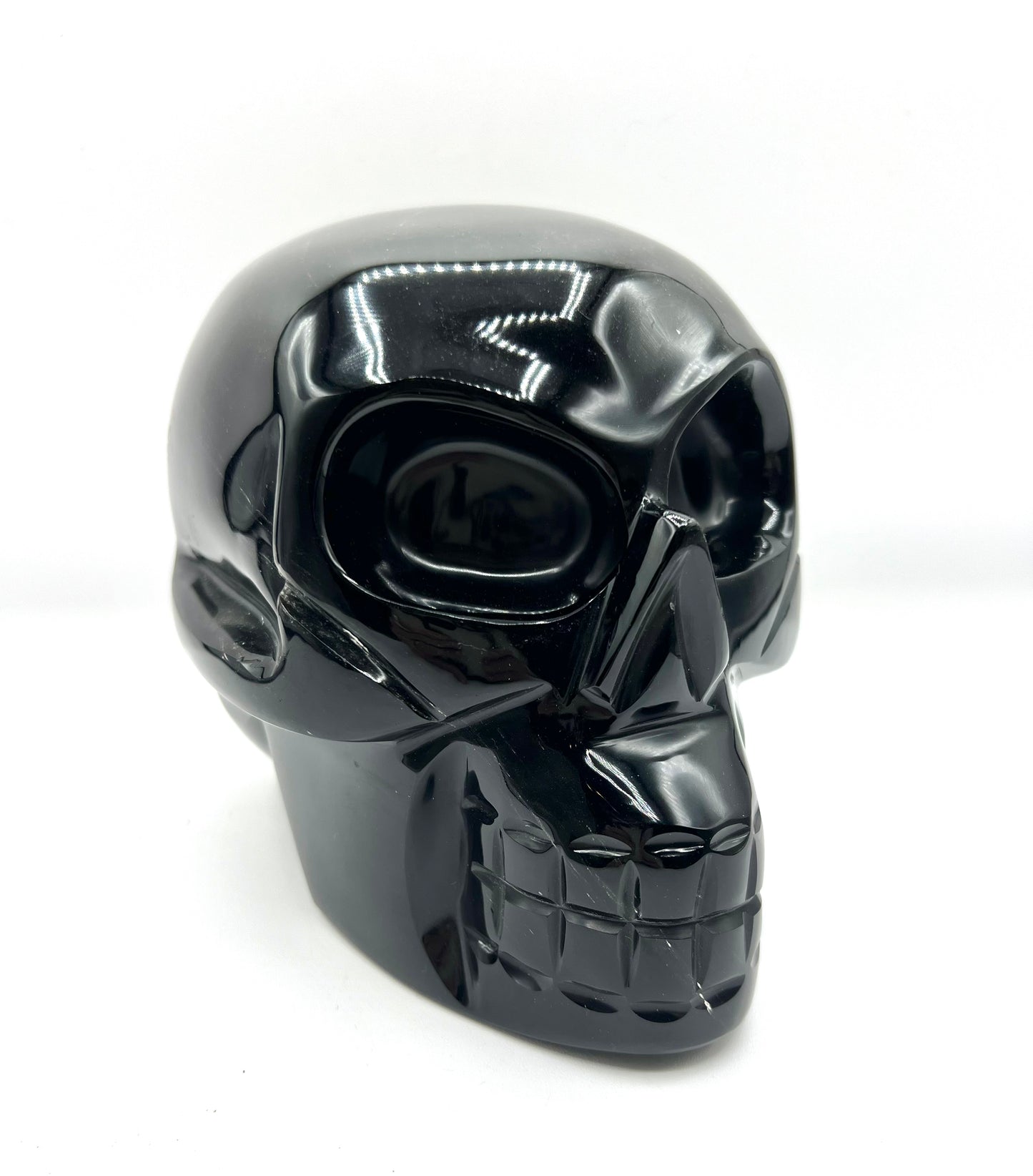 Obsidian Large Skull Healing Crystal Protection Stone Carved 5.5" tall