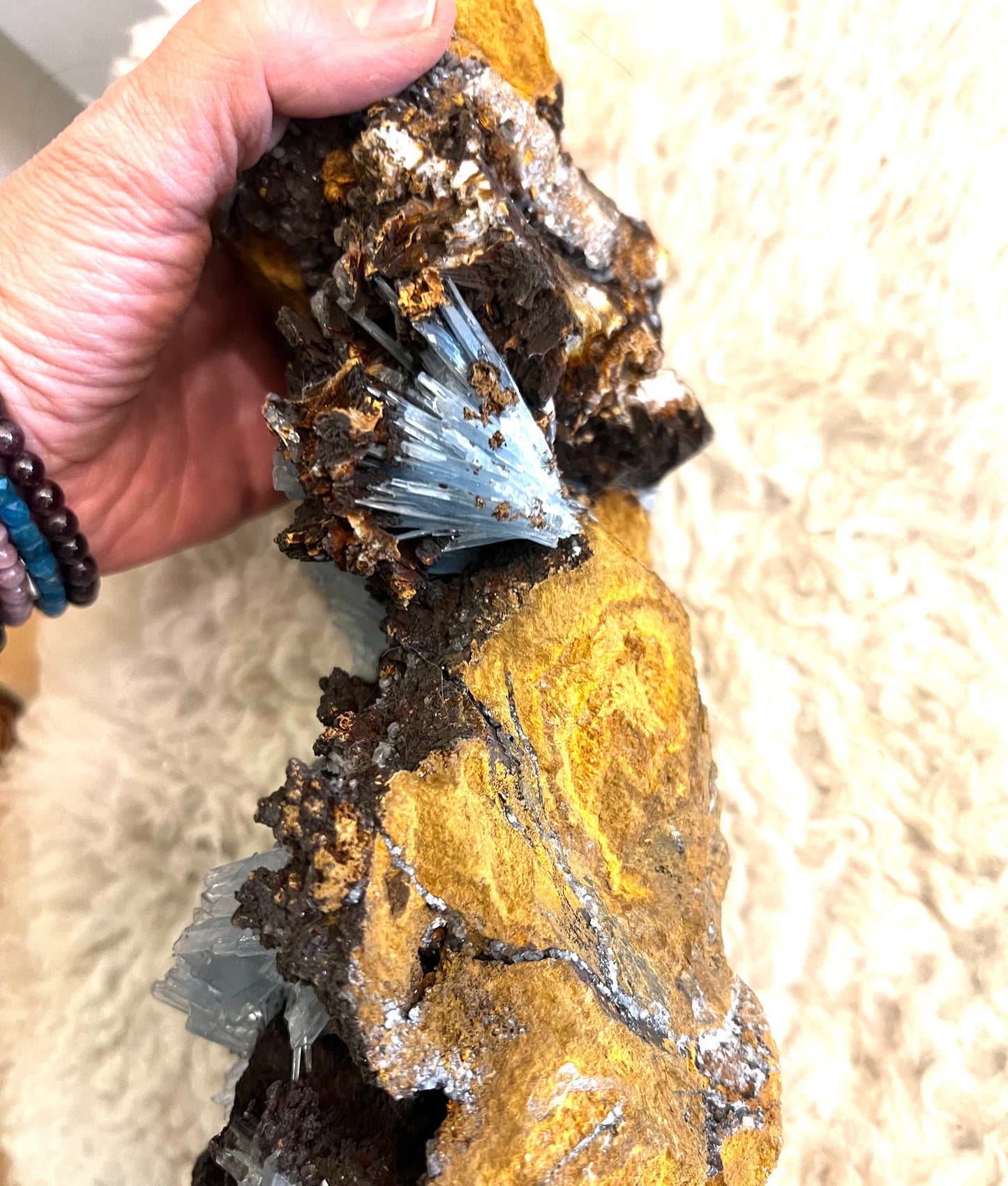 Blue Barite Crystal Raw Natural Rock Cluster Large healing crystals table top