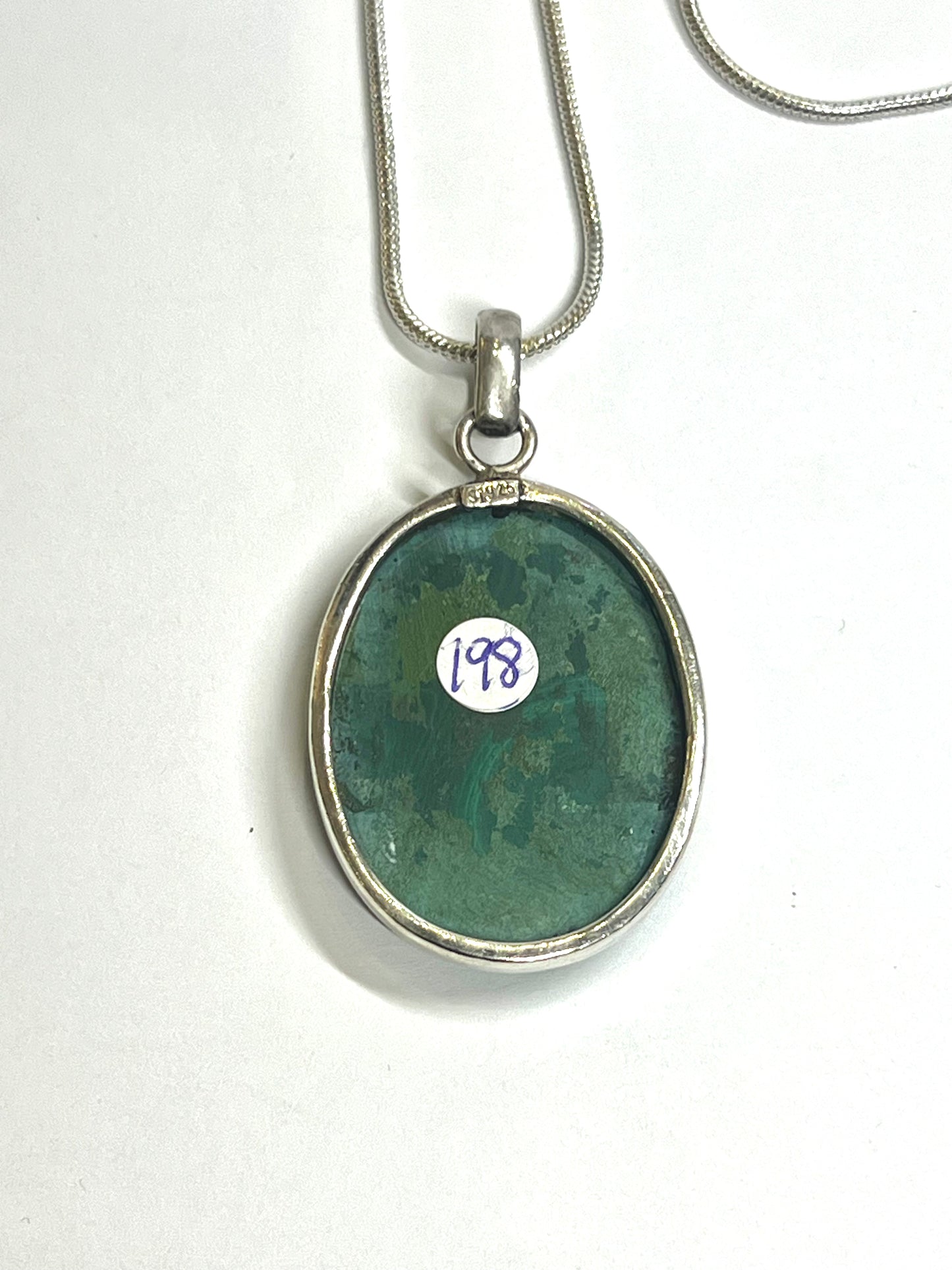 Bold Malachite Oval Pendant – Large Sterling Silver Statement Piece necklace 1.5" by 1 1/8"