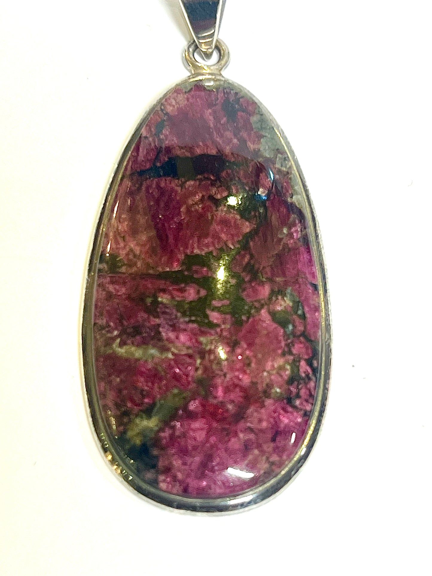 Elegant Eudialyte Oval Pendant – Sterling Silver Statement Piece 2" by 1" Love Healing Crystal