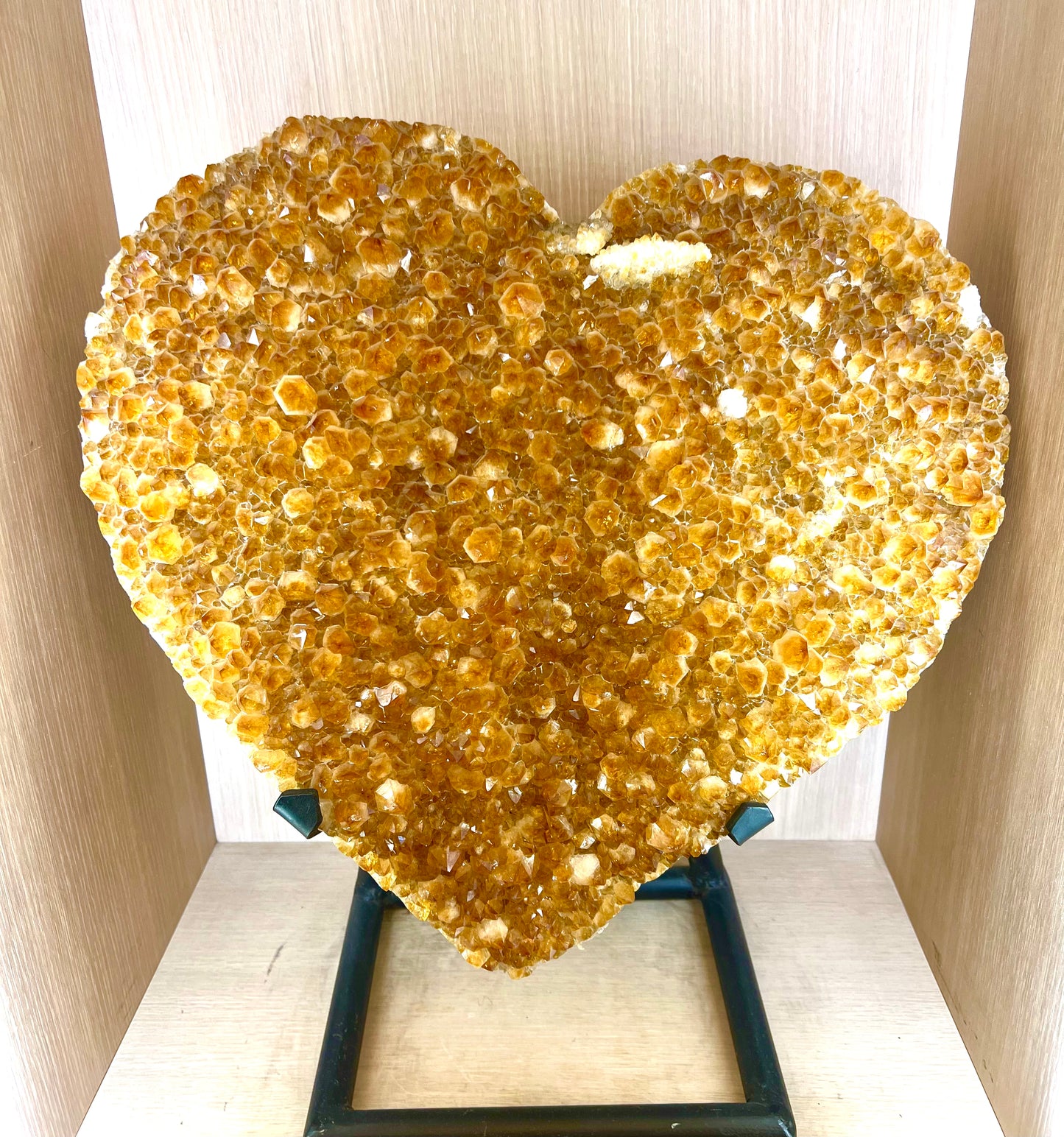 Large Citrine Crystal Heart Shape Table top standing Huge Healing Crystal Prosperity Abundance