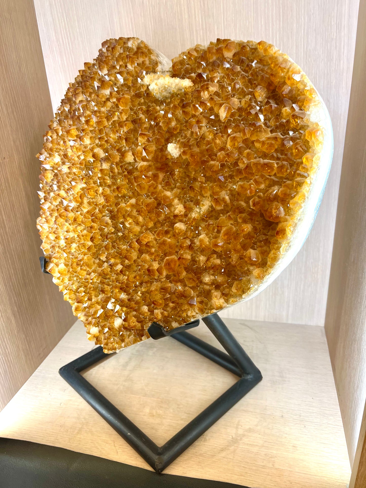 Large Citrine Crystal Heart Shape Table top standing Huge Healing Crystal Prosperity Abundance