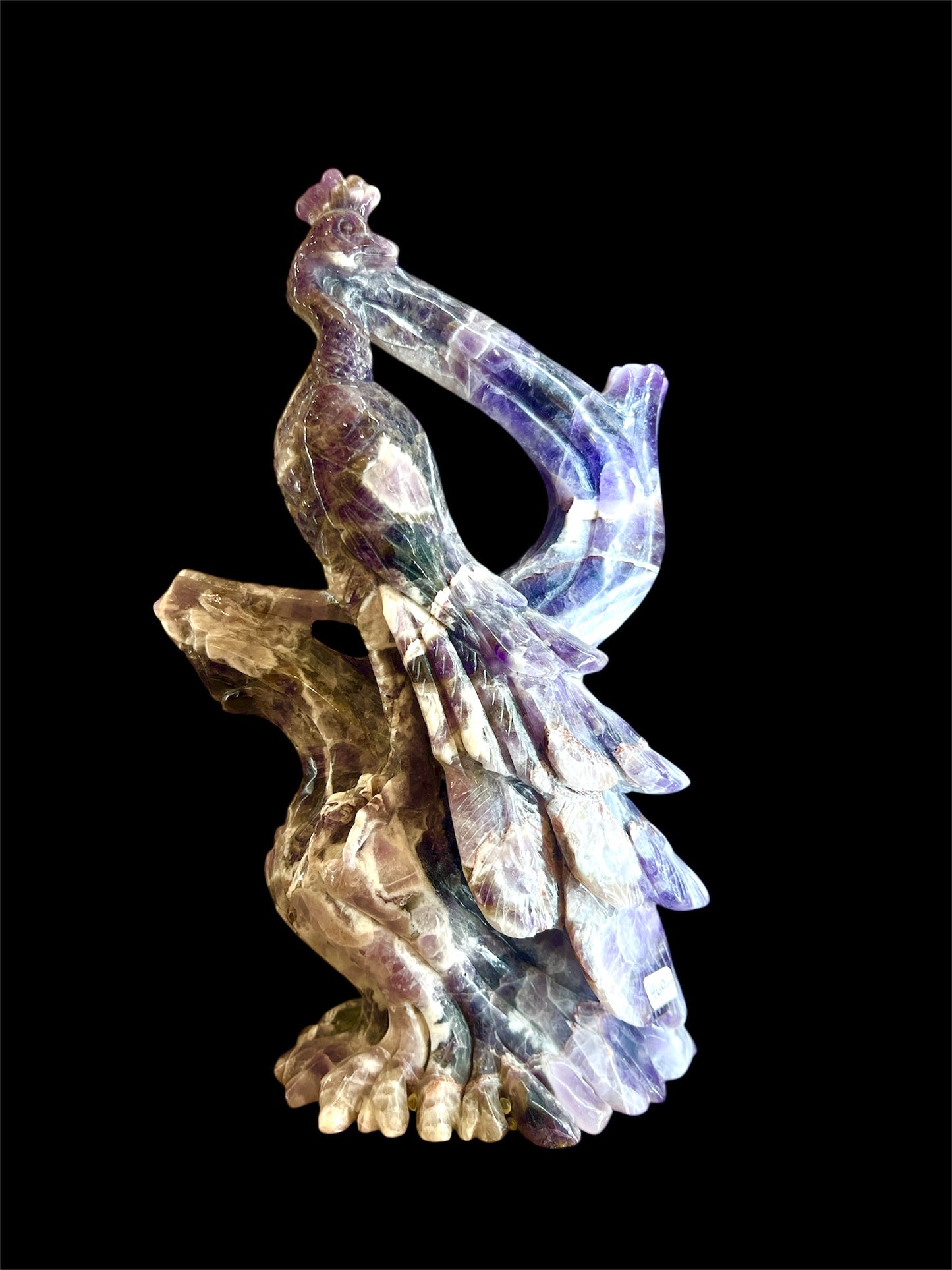 Amethyst Peacock Carving – Crystal Bird Sculpture Table top prosperity gift Home decor Healing Crystals