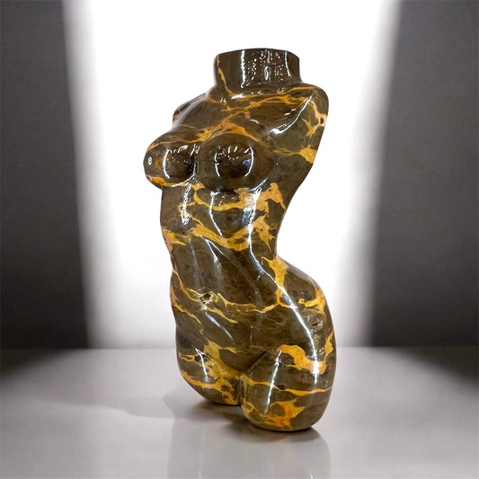 Hand Carved Women Goddess Body Sculpture – Natural Jasper Stone Feminine Form Crystal Statue