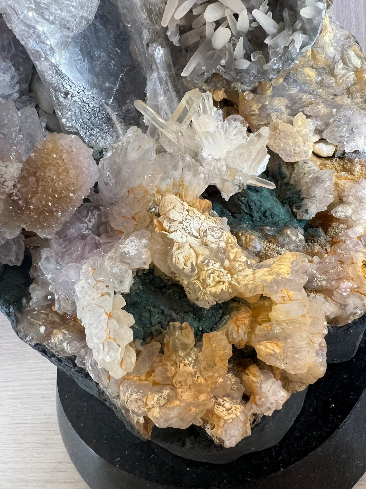 LARGE Tabletop Healing Crystals Clear, Amethyst, Aura, Smokey Quartz Crystal all Mixed LARGE of a Kind Hand Made Home Decor Gift Meditation
