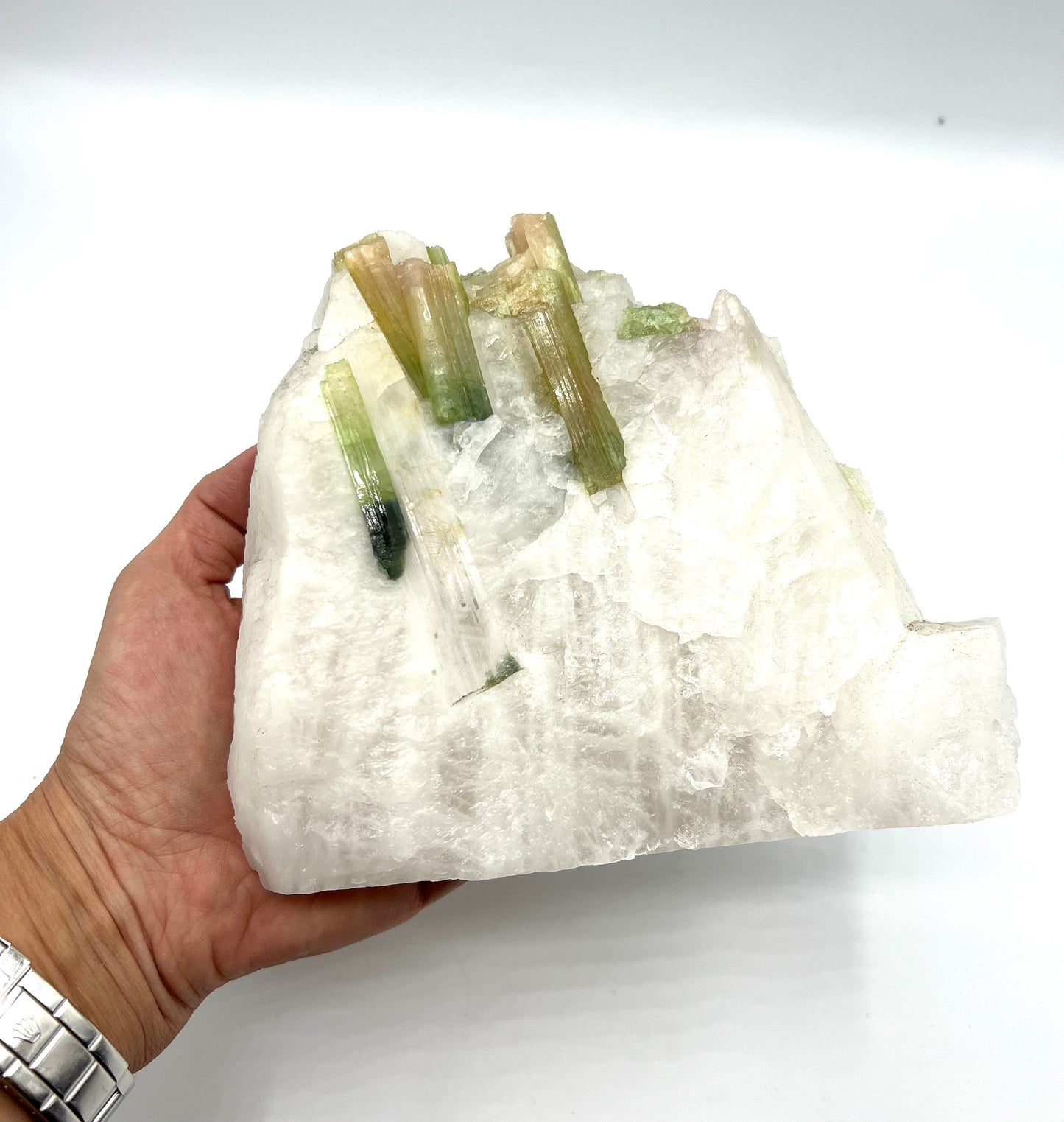Raw Natural Watermelon Tourmaline Matrix on Quartz Stone Rough Healing Quartz Mineral specimen Higher Heart Awakening Clearing Heart Chakra
