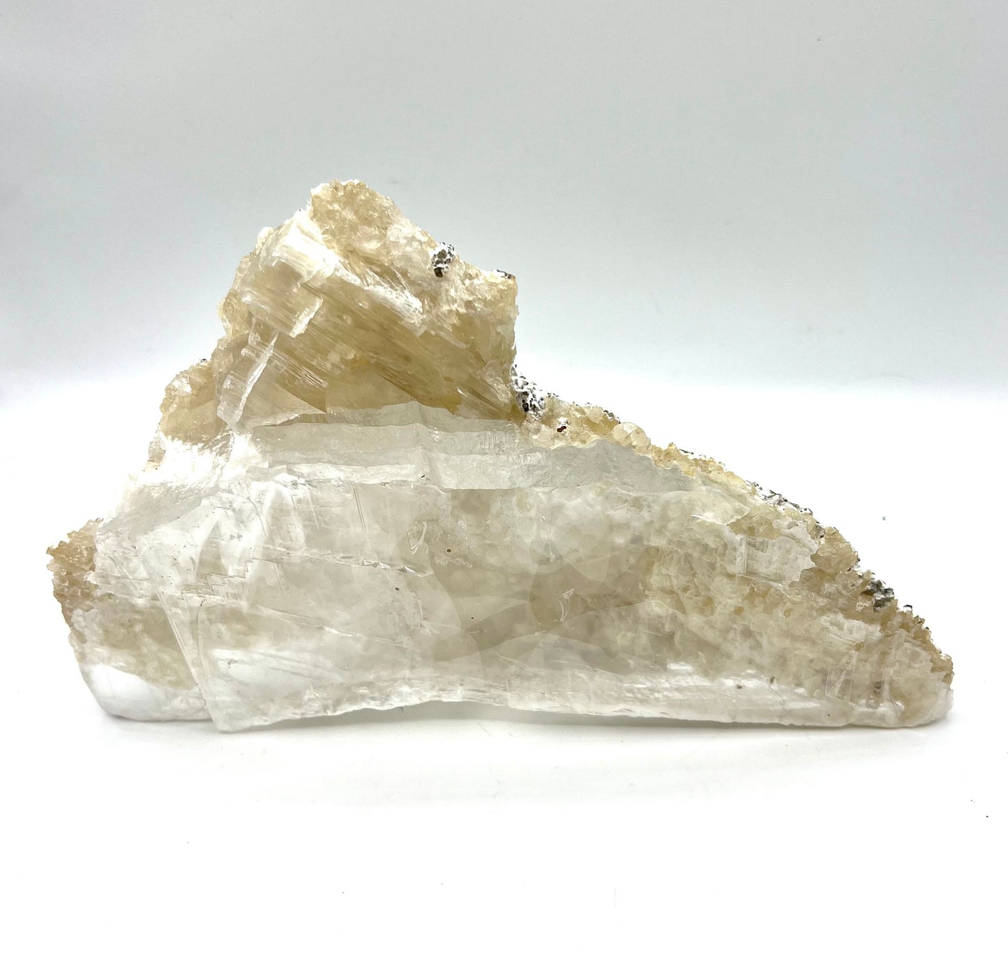 Large Triple AAA Grade Raw Selenite Crystal Clear Healing Stone 3.14lb Tabletop office gift (protection, harmony, and soul healing)