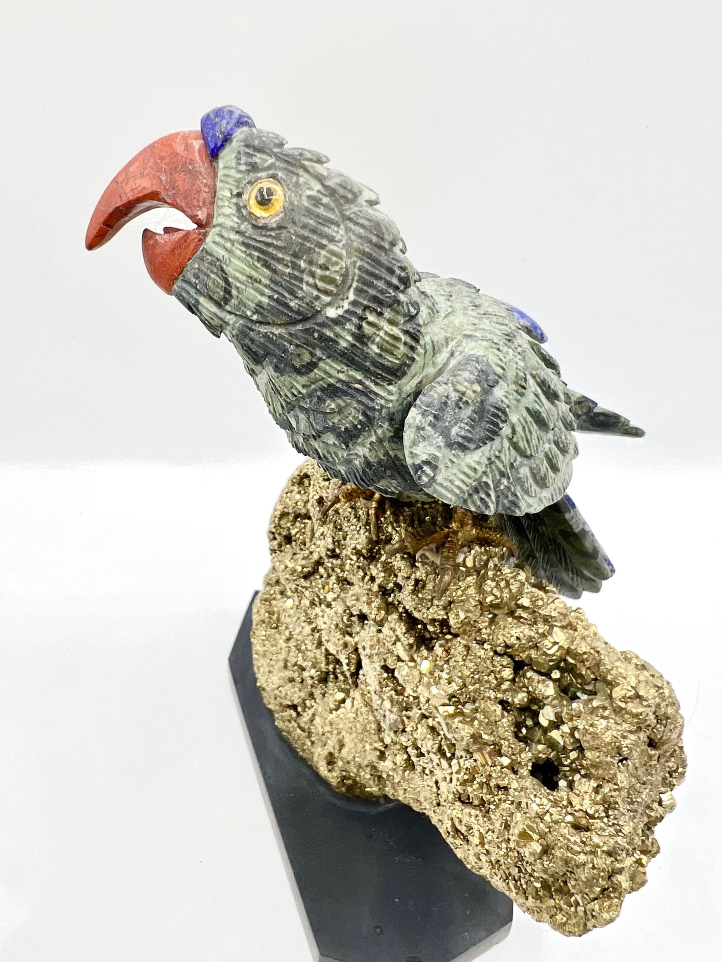 Crystal Gemstone Parrot Bird -lapis lazuli pyrite gemstone -crystals -healing stones -gemstones-House gift for good luck Standing Figurine