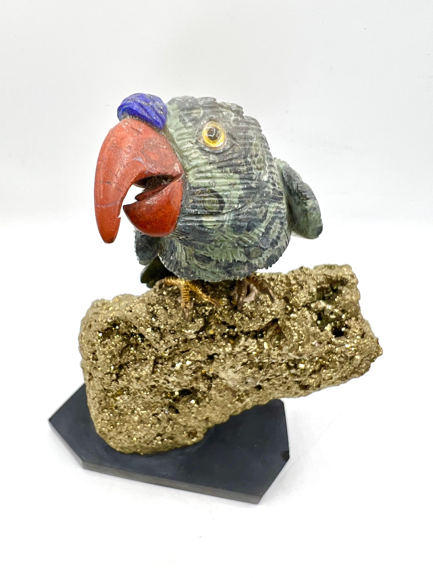 Crystal Gemstone Parrot Bird -lapis lazuli pyrite gemstone -crystals -healing stones -gemstones-House gift for good luck Standing Figurine