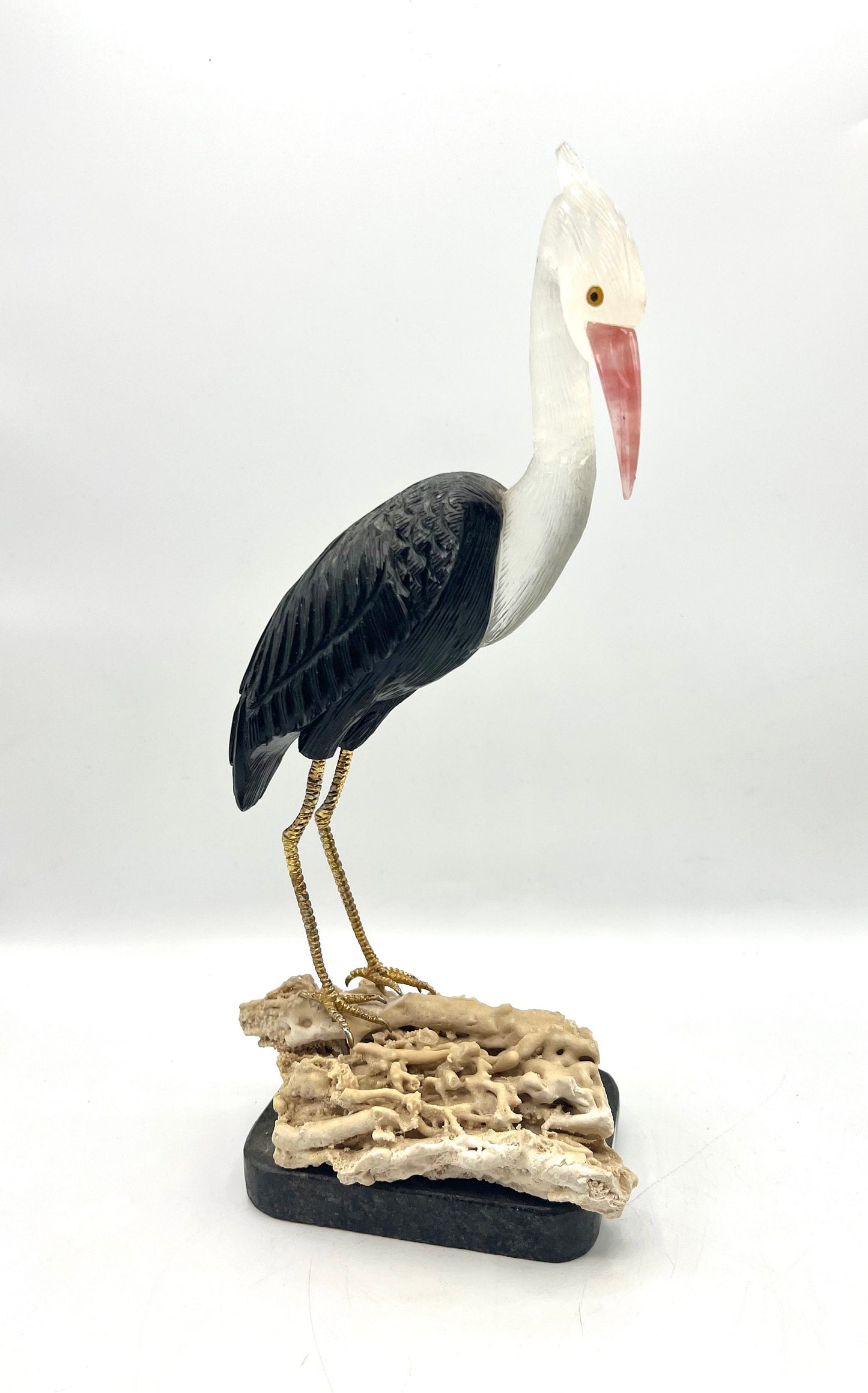Crystal Gemstone Crane Bird Sculpture -quartz gemstone -crystals -healing stone -House warming gift for good luck Standing Figurine