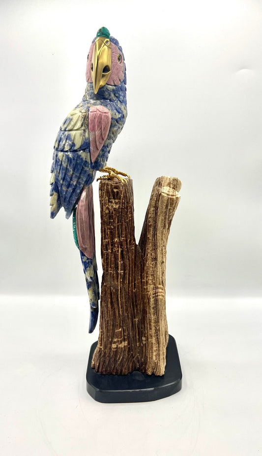 Crystal Gemstone Parrot Bird -lapis lazuli gemstone -crystals -healing stones -gemstones-House worming gift for good luck Standing Figurine