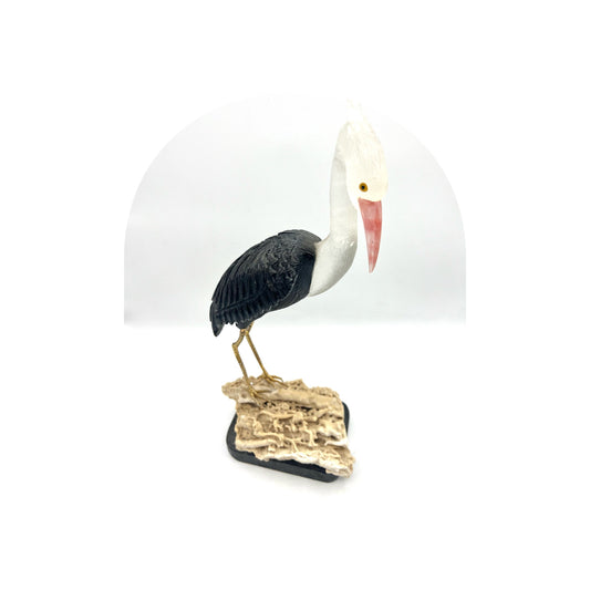 Crystal Gemstone Crane Bird Sculpture -quartz gemstone -crystals -healing stone -House warming gift for good luck Standing Figurine