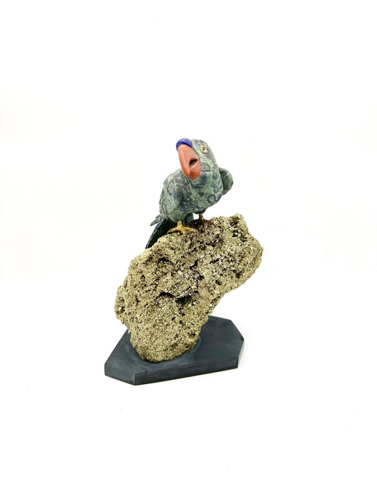 Crystal Gemstone Parrot Bird -lapis lazuli pyrite gemstone -crystals -healing stones -gemstones-House gift for good luck Standing Figurine