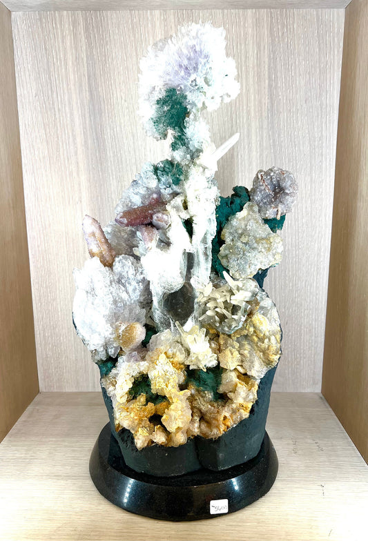 LARGE Tabletop Healing Crystals Clear, Amethyst, Aura, Smokey Quartz Crystal all Mixed LARGE of a Kind Hand Made Home Decor Gift Meditation