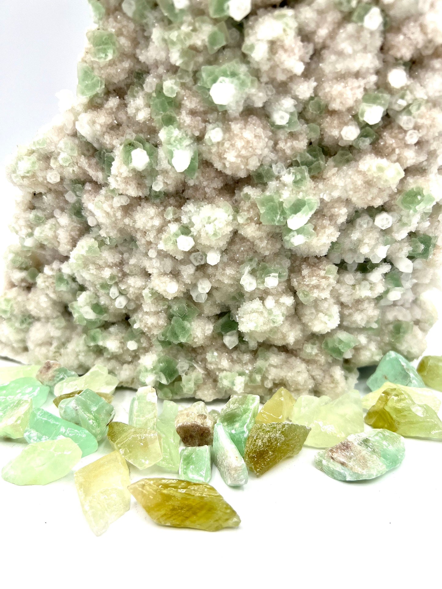 Large Green Apophyllite Cluster Crystal Rock for healing and bringing peace, harmony, and abundance in your life tabletop Gift