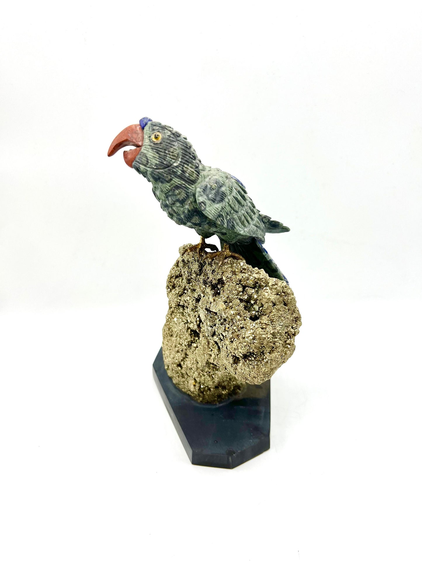 Crystal Gemstone Parrot Bird -lapis lazuli pyrite gemstone -crystals -healing stones -gemstones-House gift for good luck Standing Figurine