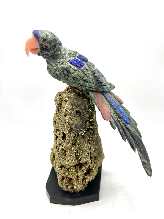 Crystal Gemstone Parrot Bird -lapis lazuli pyrite gemstone -crystals -healing stones -gemstones-House  gift for good luck Standing Figurine