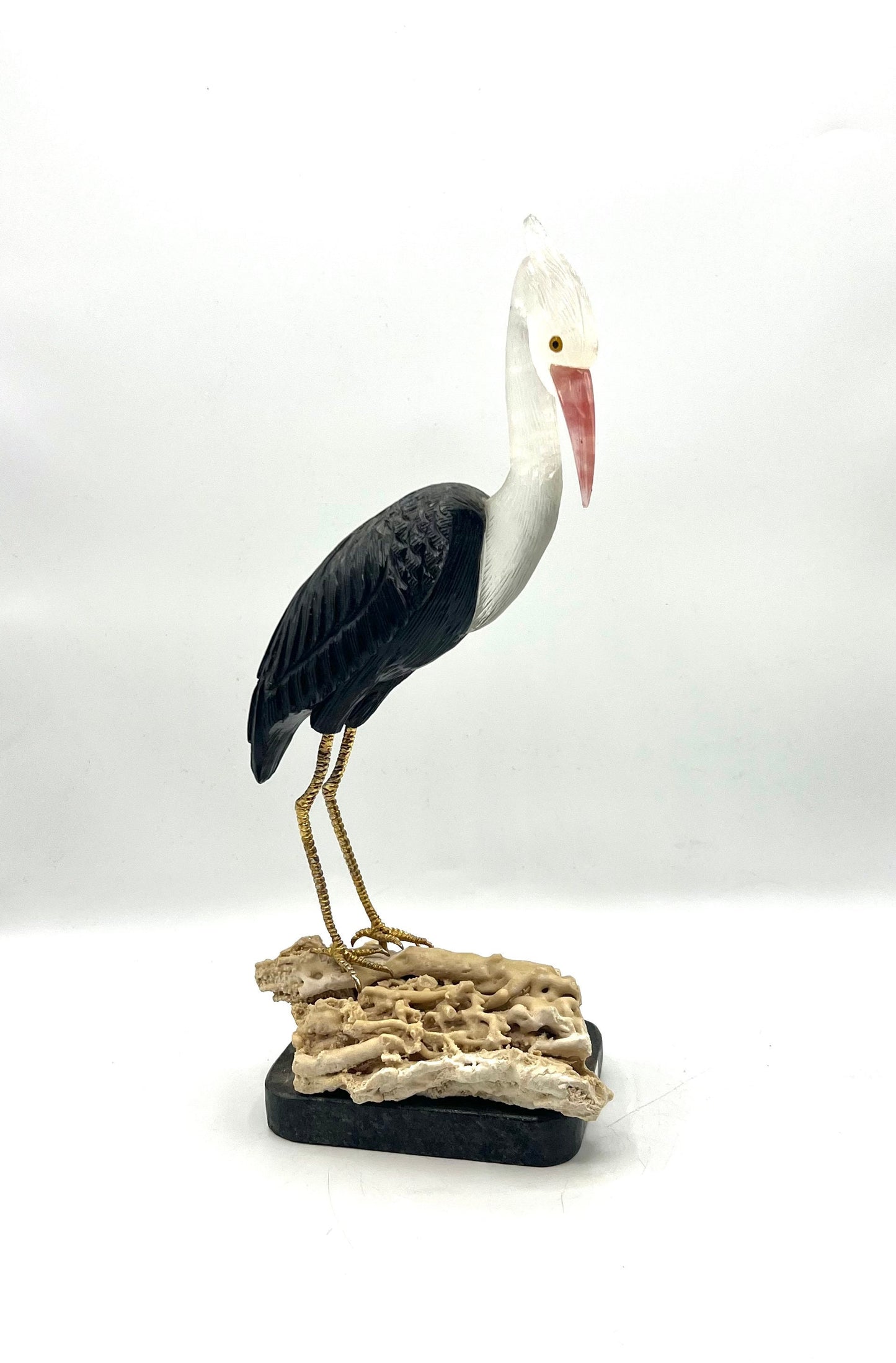 Crystal Gemstone Crane Bird Sculpture -quartz gemstone -crystals -healing stone -House warming gift for good luck Standing Figurine