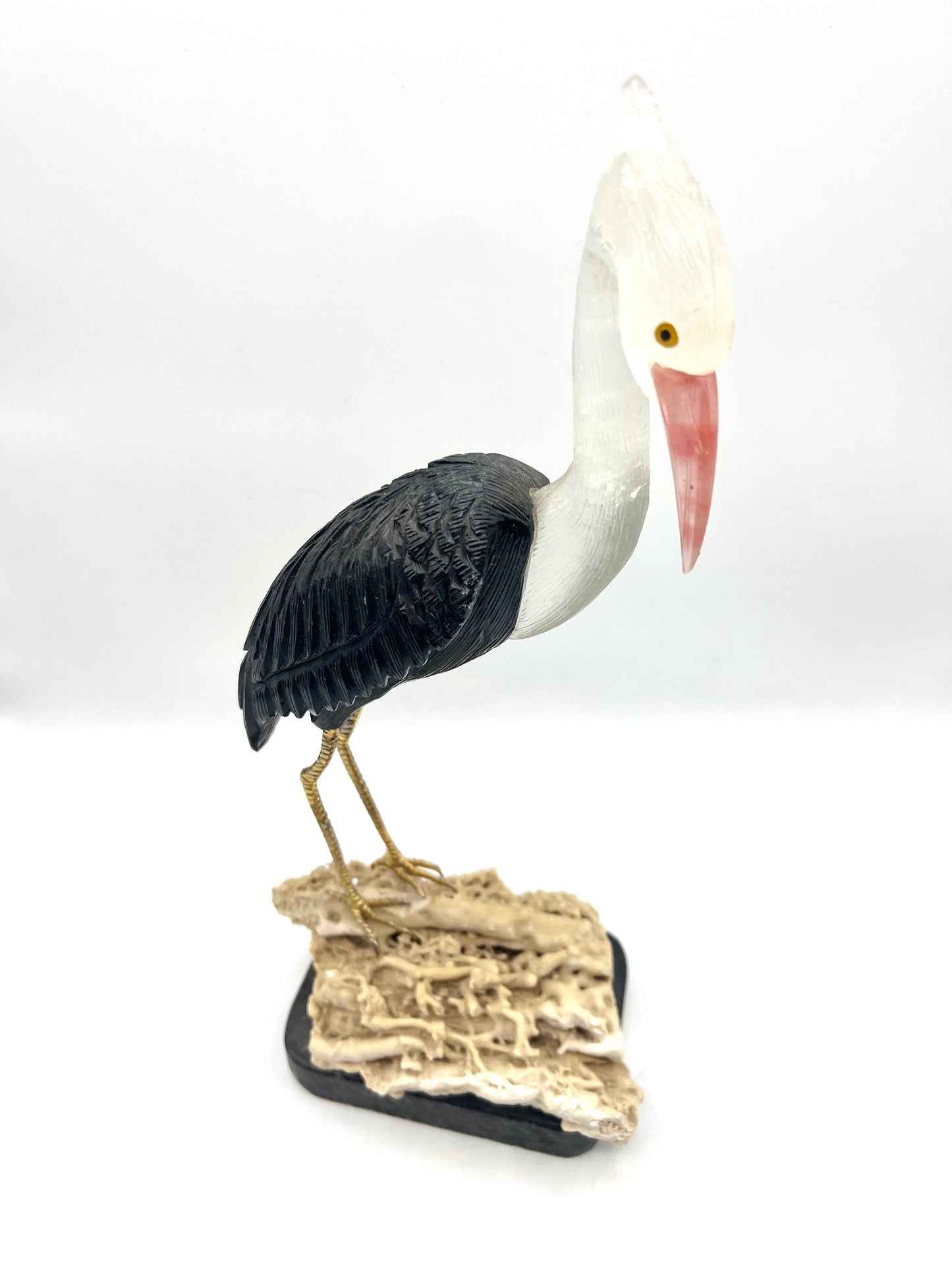 Crystal Gemstone Crane Bird Sculpture -quartz gemstone -crystals -healing stone -House warming gift for good luck Standing Figurine