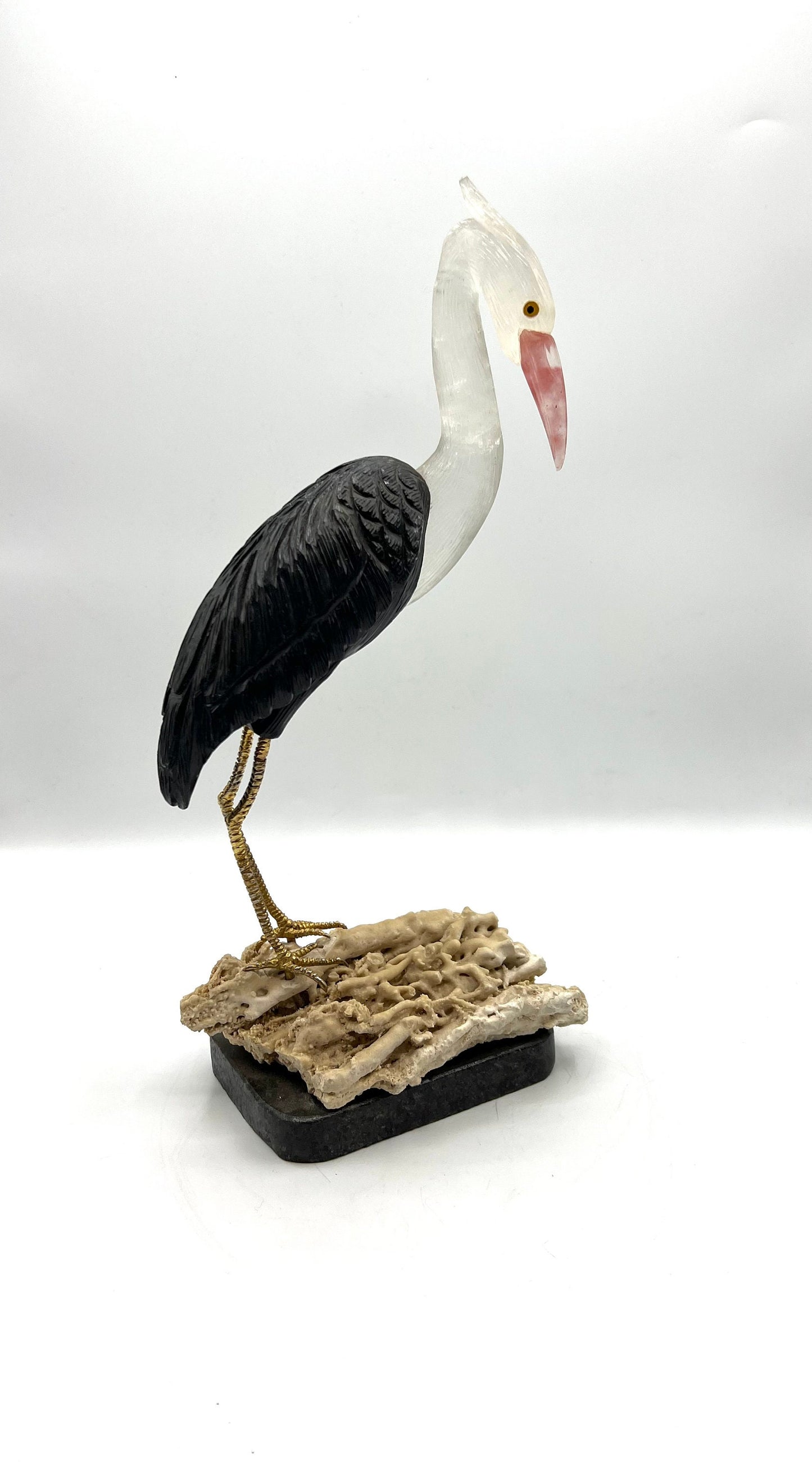 Crystal Gemstone Crane Bird Sculpture -quartz gemstone -crystals -healing stone -House warming gift for good luck Standing Figurine