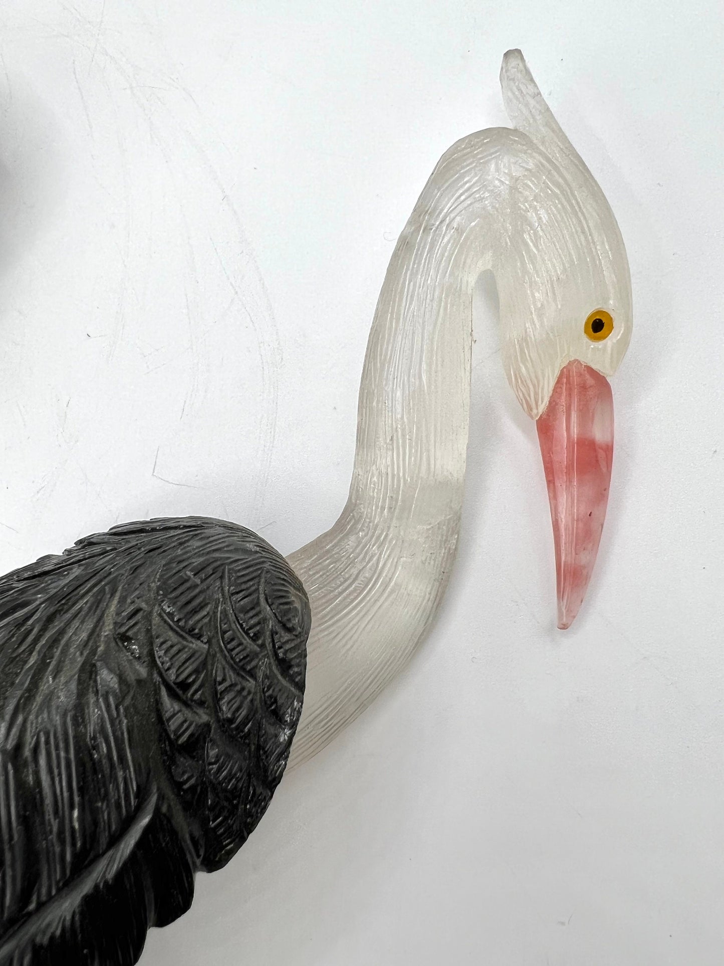 Crystal Gemstone Crane Bird Sculpture -quartz gemstone -crystals -healing stone -House warming gift for good luck Standing Figurine