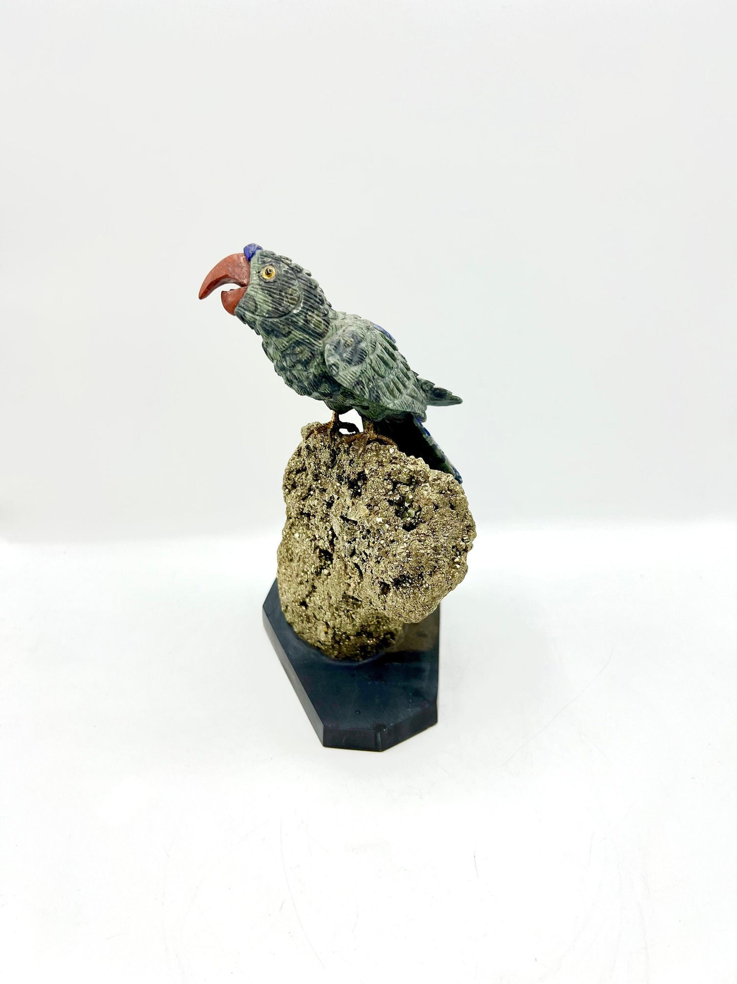 Crystal Gemstone Parrot Bird -lapis lazuli pyrite gemstone -crystals -healing stones -gemstones-House gift for good luck Standing Figurine