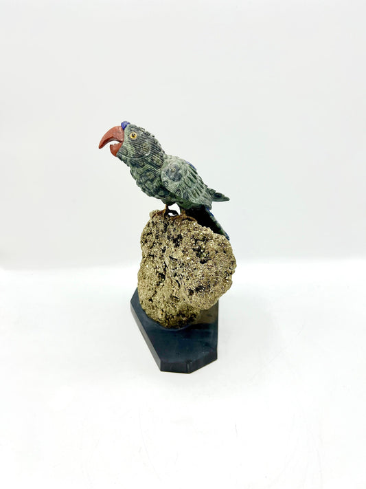 Crystal Gemstone Parrot Bird -lapis lazuli pyrite gemstone -crystals -healing stones -gemstones-House gift for good luck Standing Figurine