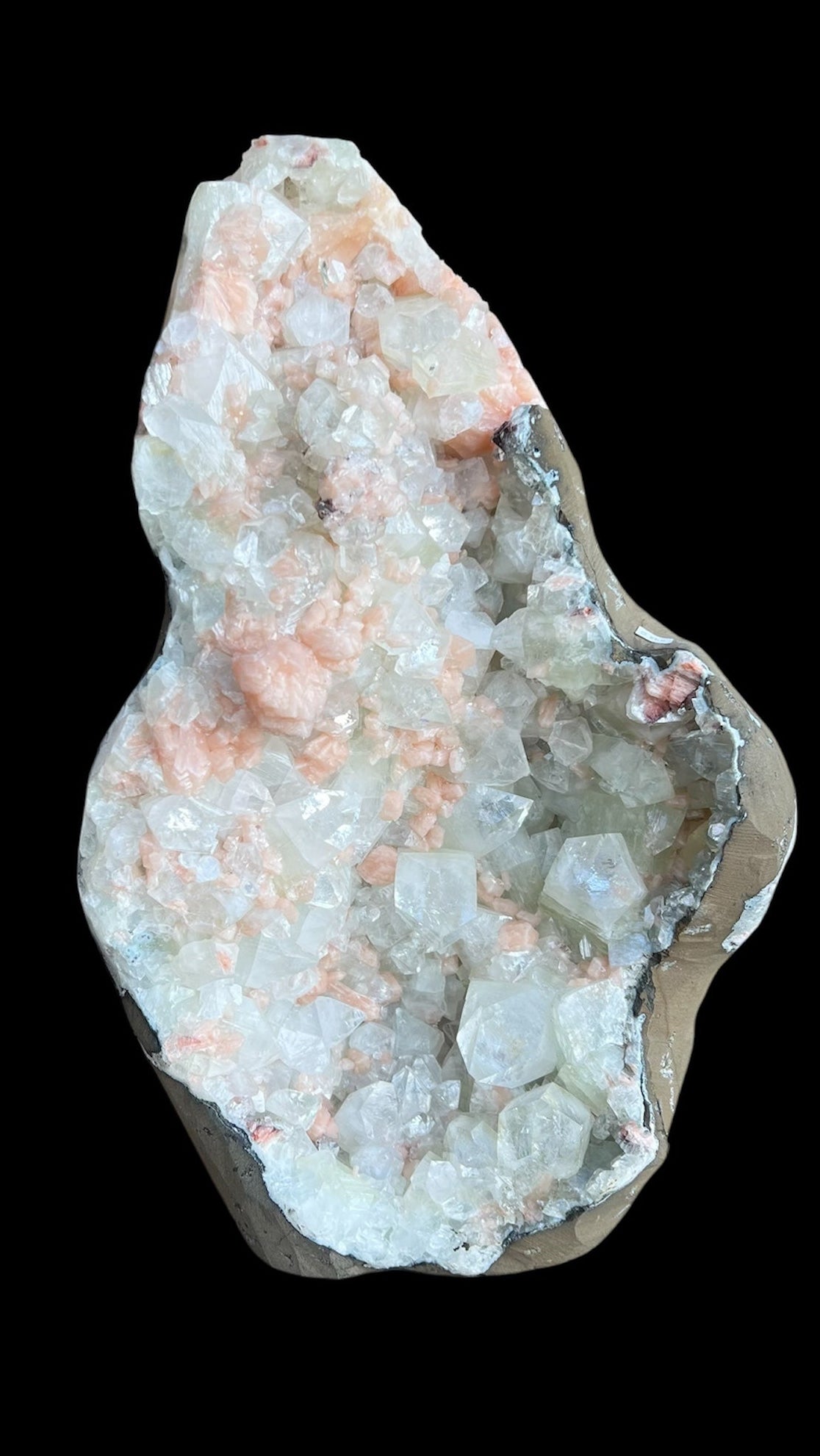 Large Pink Apophyllite & Stilbite Crystal Geode – Natural Healing Crystal Home Décor