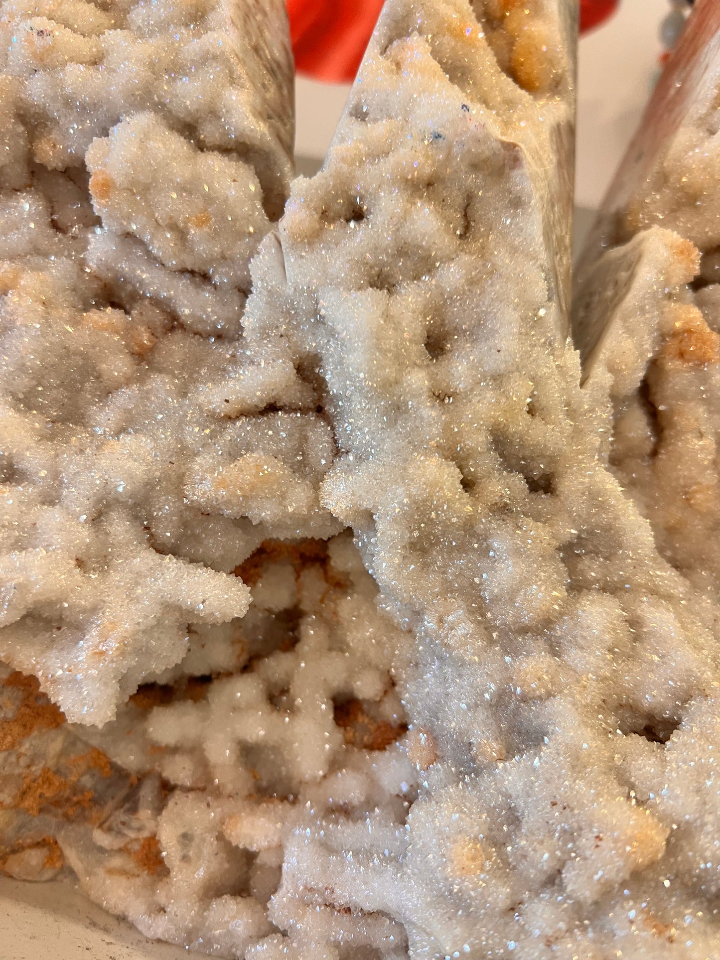 Large Natural Druzy Quartz Crystal Tower Formation – Sparkling Geode Statement Piece