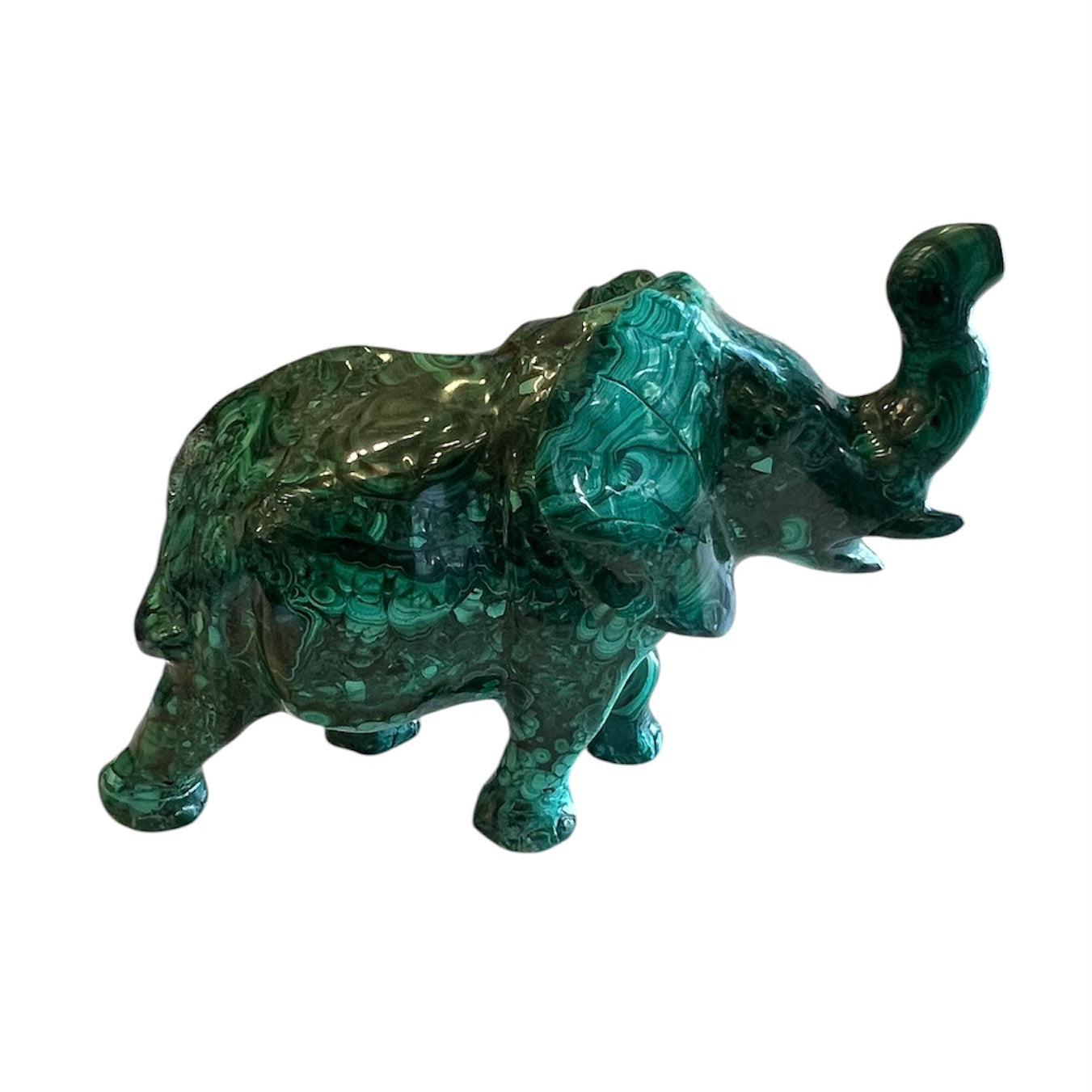 Hand Carved Malachite Elephant Figurine – Natural Gemstone Elephant Statue Crystal Home Décor