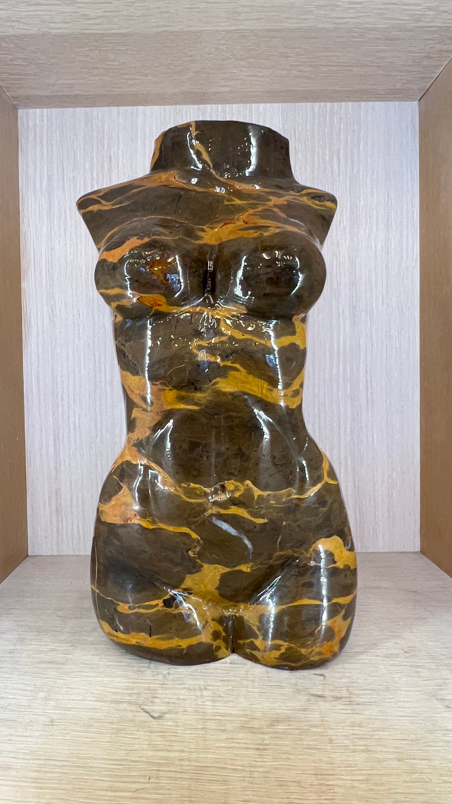 Hand Carved Women Goddess Body Sculpture – Natural Jasper Stone Feminine Form Crystal Statue