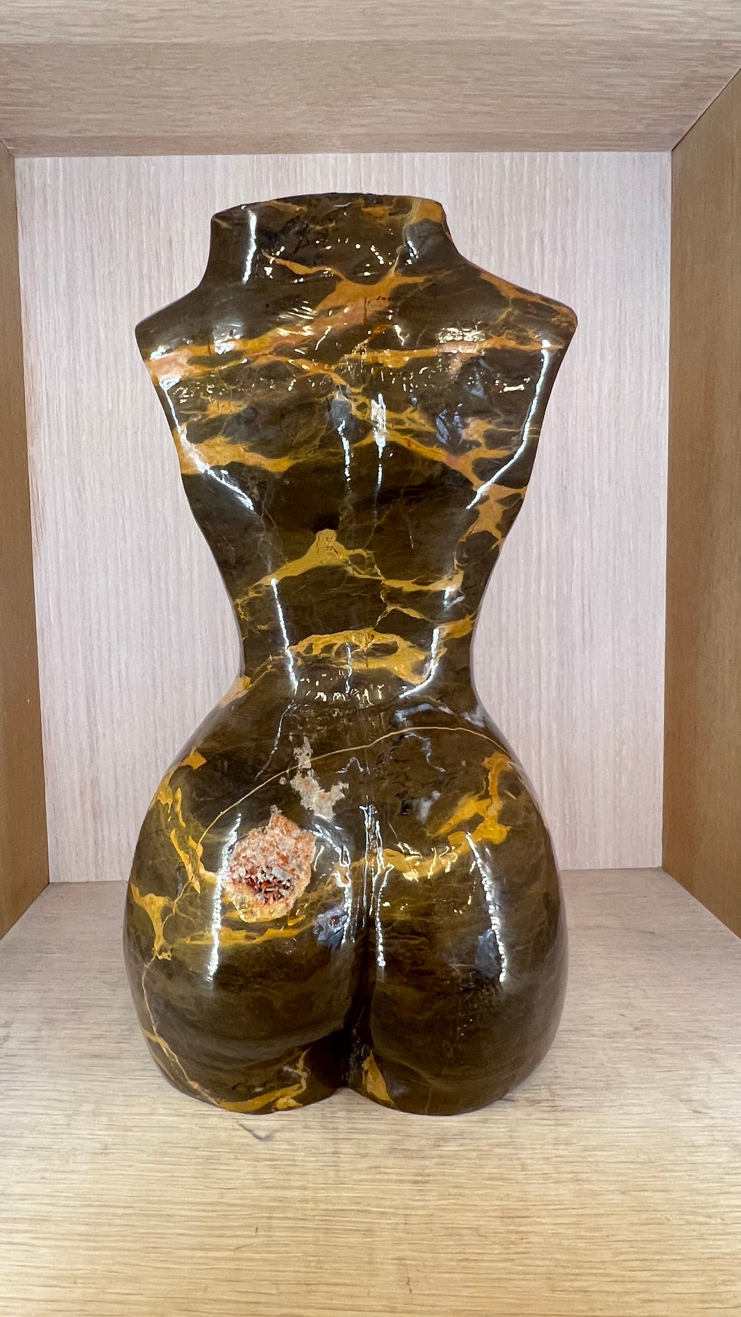 Hand Carved Women Goddess Body Sculpture – Natural Jasper Stone Feminine Form Crystal Statue
