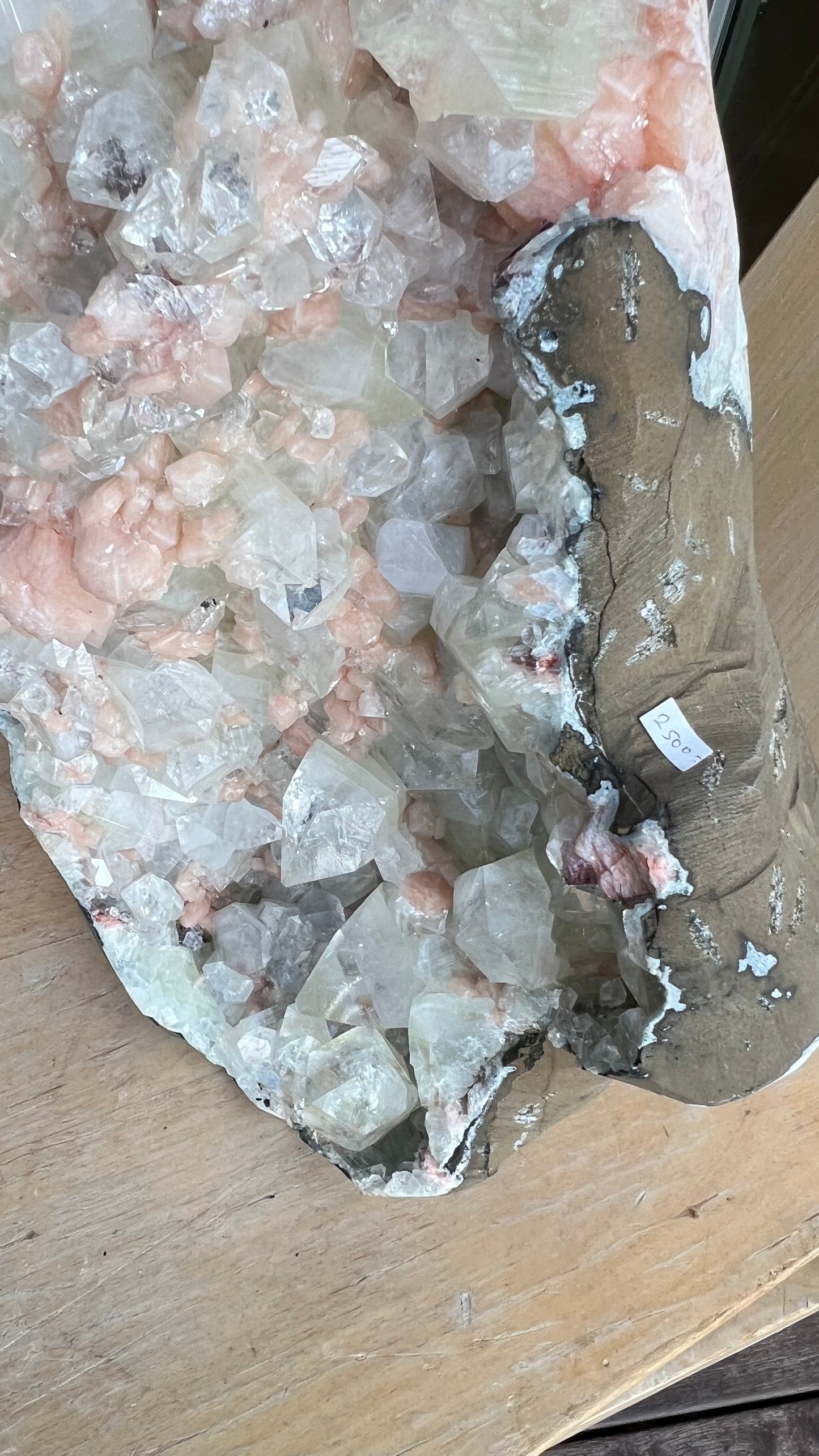 Large Pink Apophyllite & Stilbite Crystal Geode – Natural Healing Crystal Home Décor