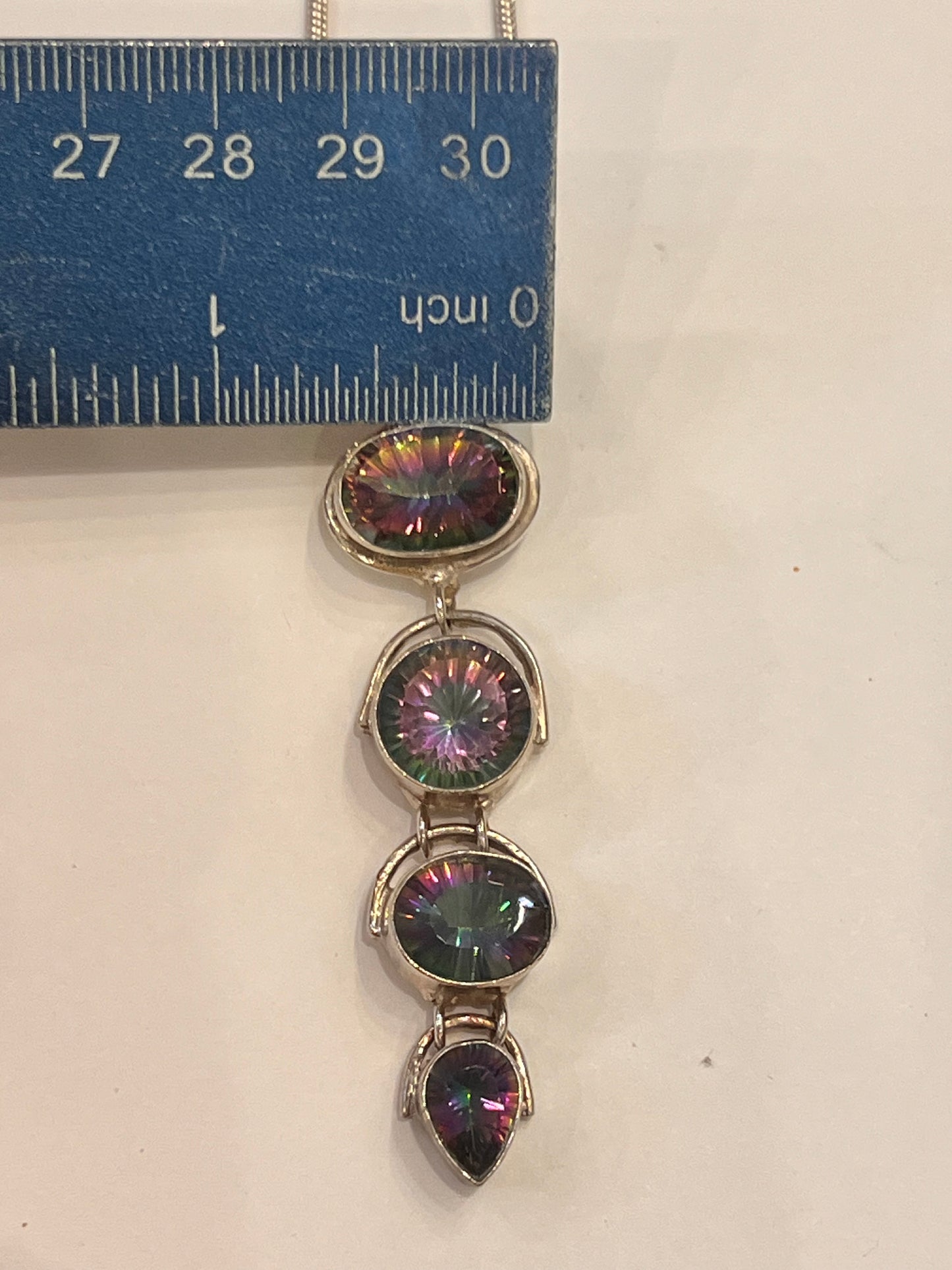 925 Sterling Silver Mystic Topaz Pendant | Rainbow Topaz Multi-Stone Statement Necklace | Genuine Gemstone Jewelry