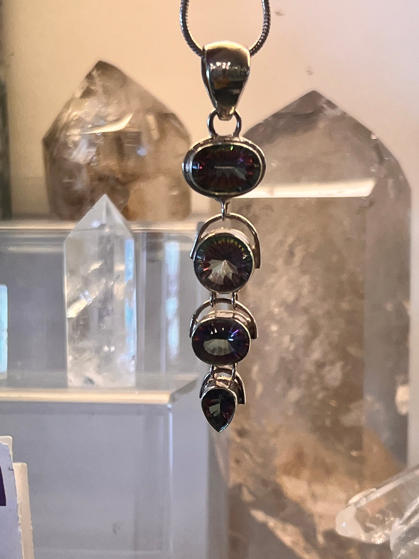 925 Sterling Silver Mystic Topaz Pendant | Rainbow Topaz Multi-Stone Statement Necklace | Genuine Gemstone Jewelry