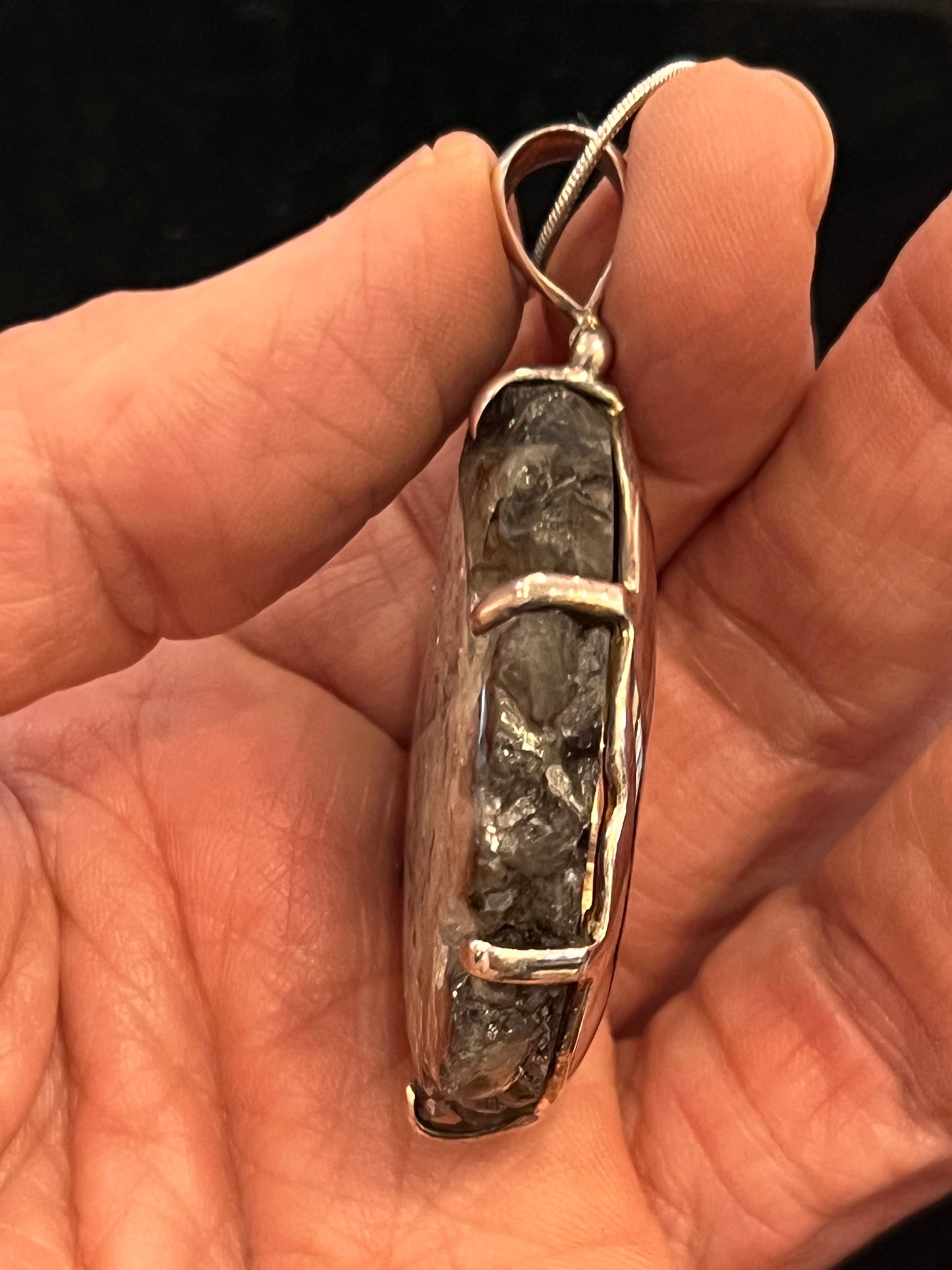 925 Sterling Silver Natural Solar Quartz Druzy Pendant | Stalactite Quartz Slice | One-of-a-Kind Crystal Necklace
