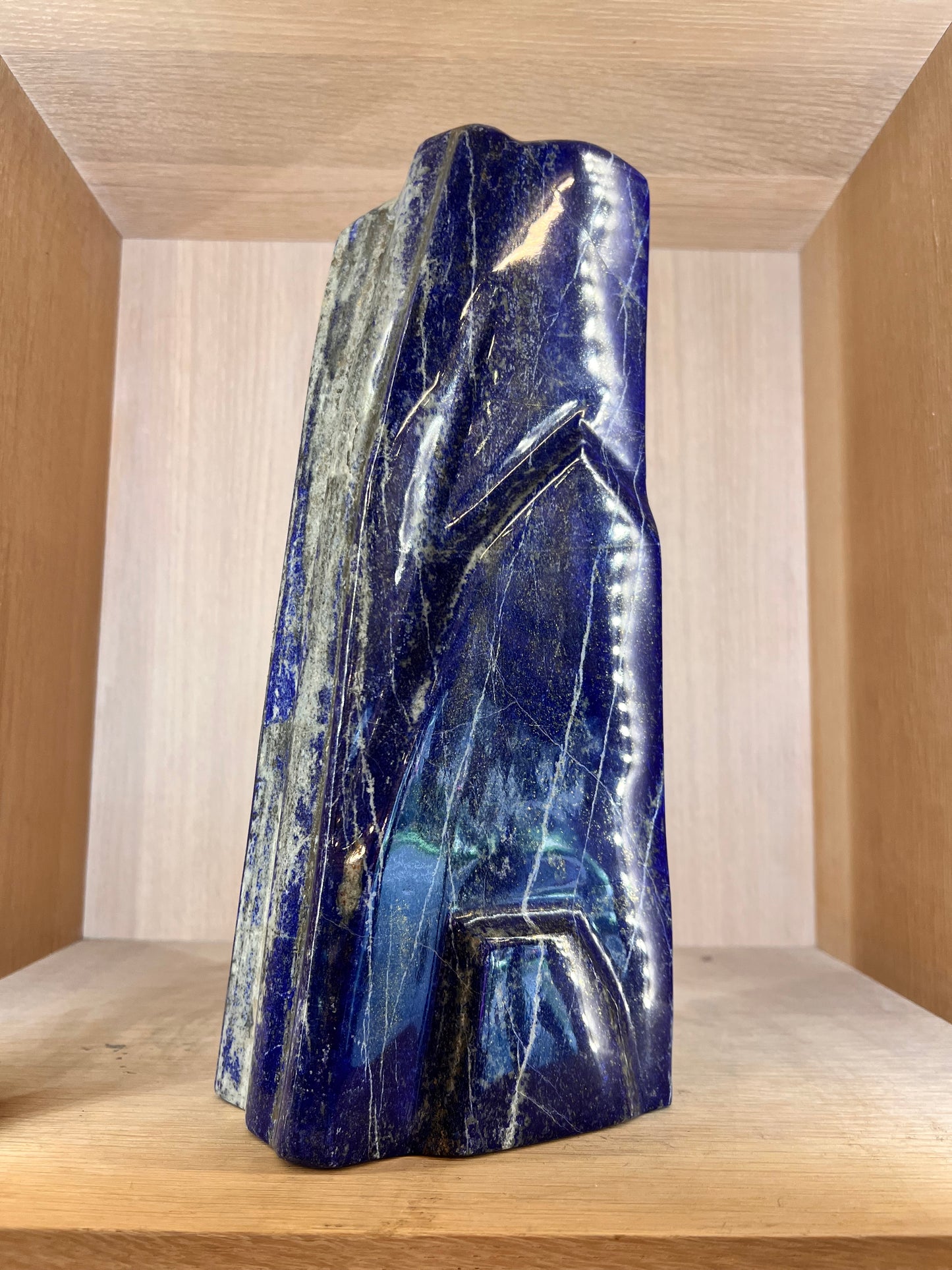 15" Large Tall Natural Lapis Lazuli Freeform – Large Polished Deep Blue Crystal Statement Piece